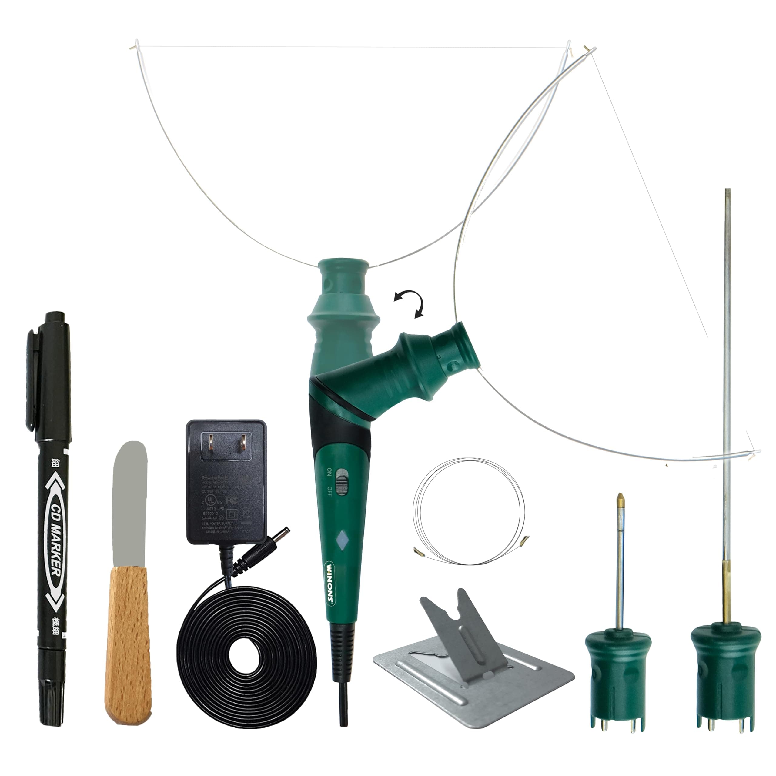 WINONS Hot Wire Foam Cutter with Rotational Handle 18W (Max 22W), WFC-0003 Versatile Polystyrene and Styrofoam Cutter also can be used as a Hot Knife Foam Cutter and Engraving Pen (Kit of 9)