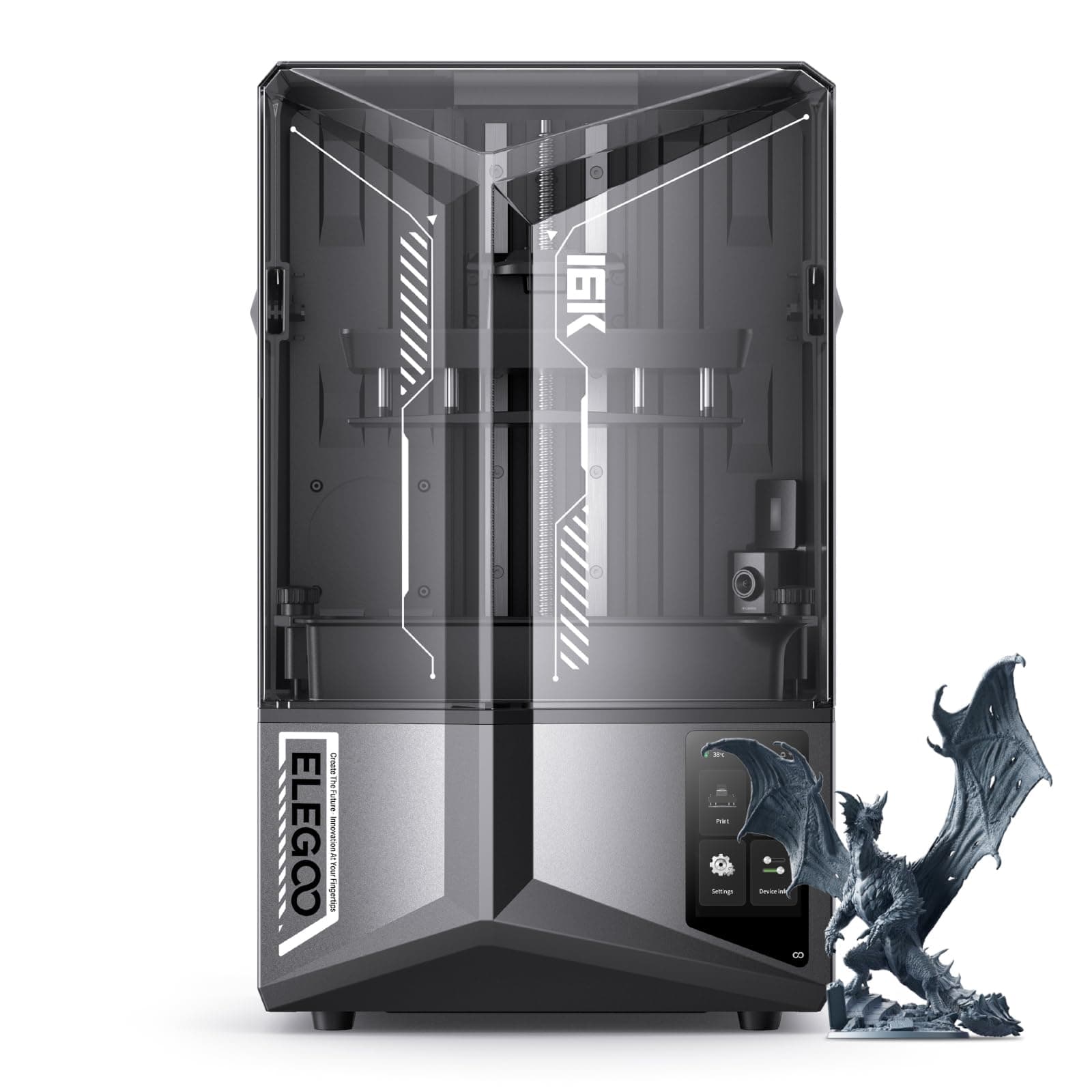 ELEGOO Saturn 4 Ultra 16K Resin 3D Printer with Flip-up Lid, Smart Tank Heating at 30 °C, 150mm/h High Speed Printing, Large Printing Size of 211.68 × 118.37× 220 mm³