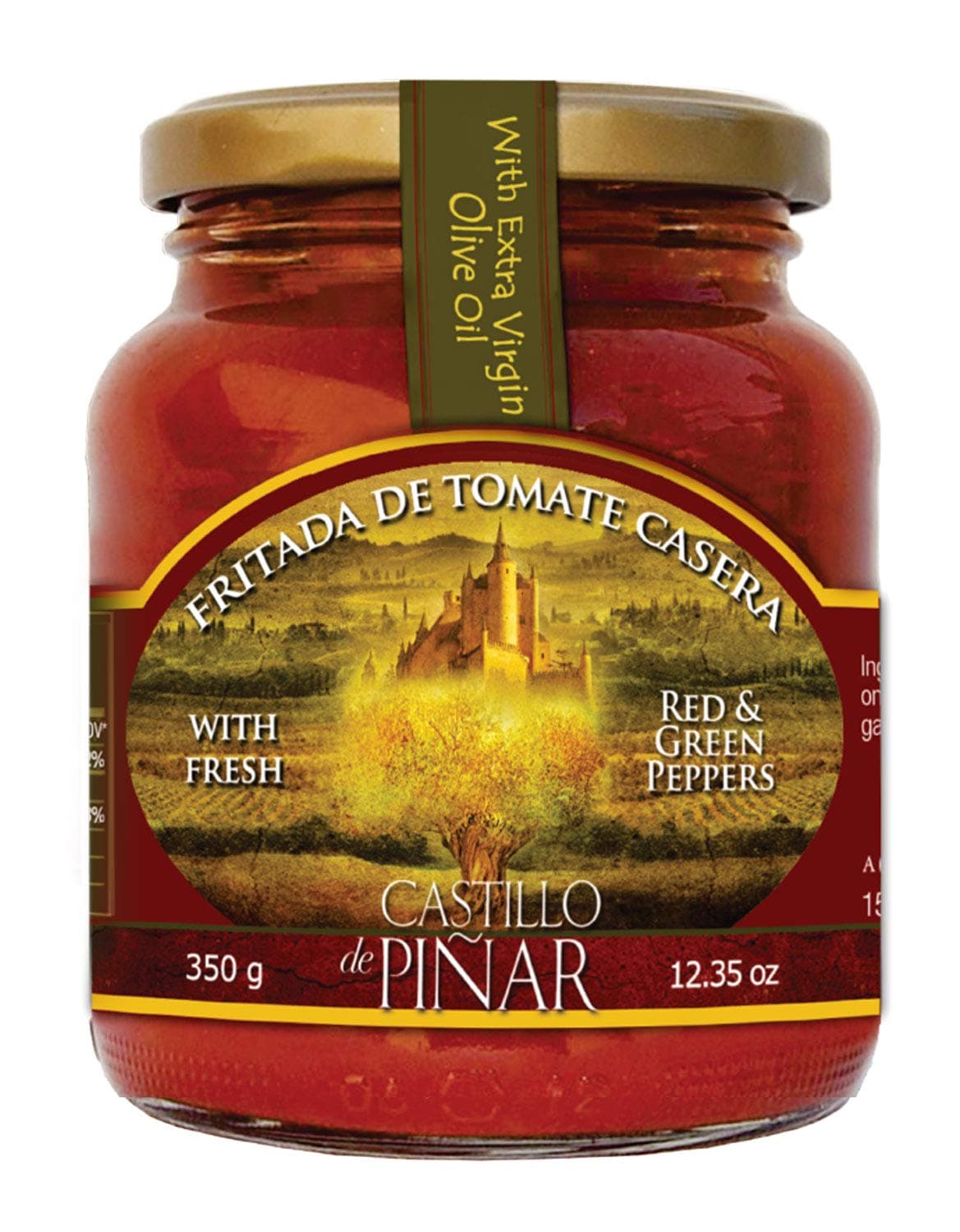 Castillo de Piñar 12.35 oz Fritada de Tomate Casera - Mild Kick Sauce All Natural & Farm Fresh Vegetables 1 Pack Non GMO