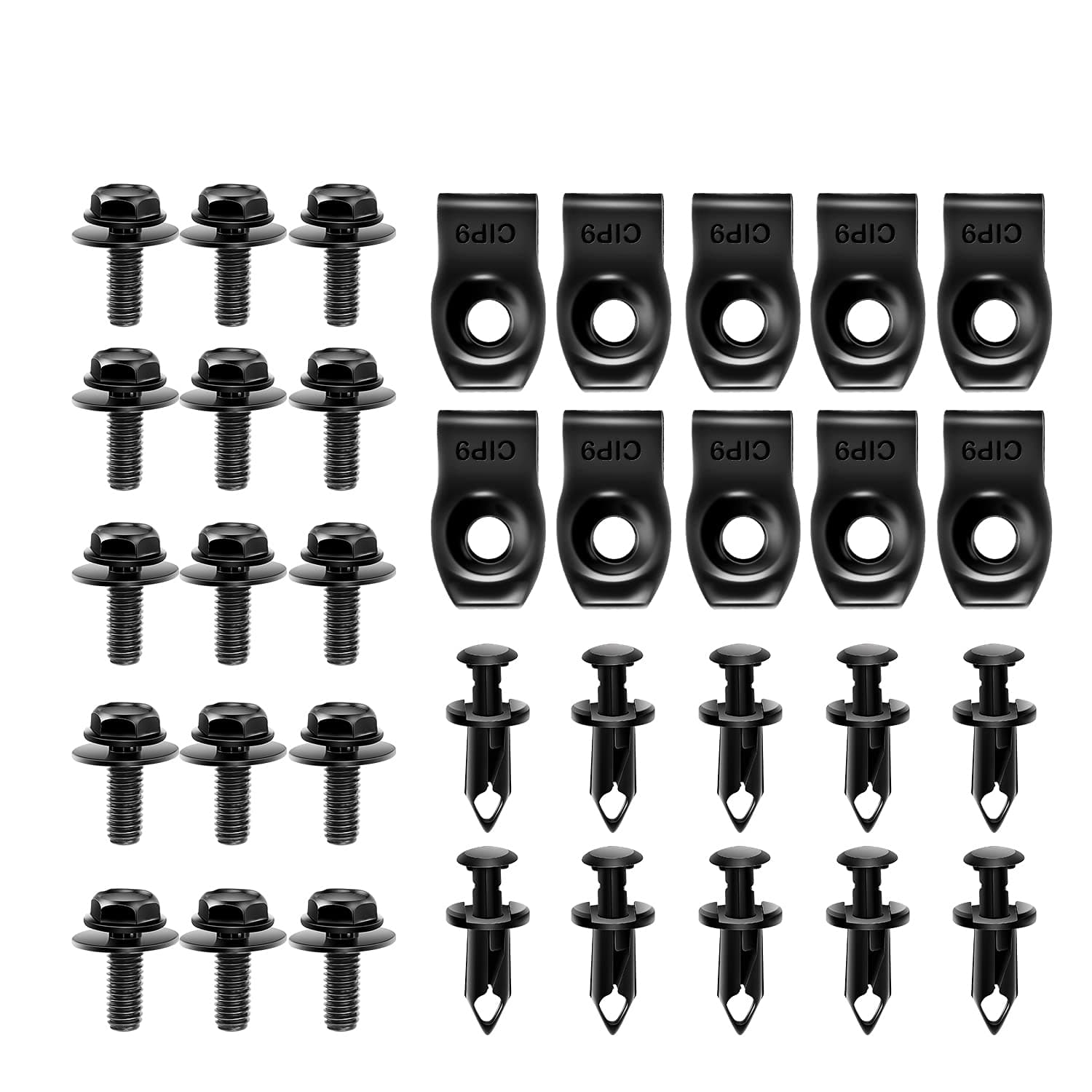 GOOACC GRC-70 35PCS Engine Under Cover Splash Shield Guard Body Bolts Bumper Fender Liner Push Retainer Fastener Rivet Clips, black