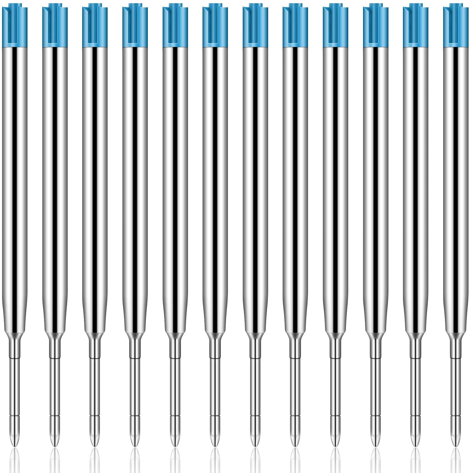 12 Pieces Pen Refills Blue Ink 1.0mm Medium Point Metal Ballpoint Refill Smooth Writing Pen Refills Replacement Refills for Retractable Ballpoint Pen School Office Supplies (Blue)