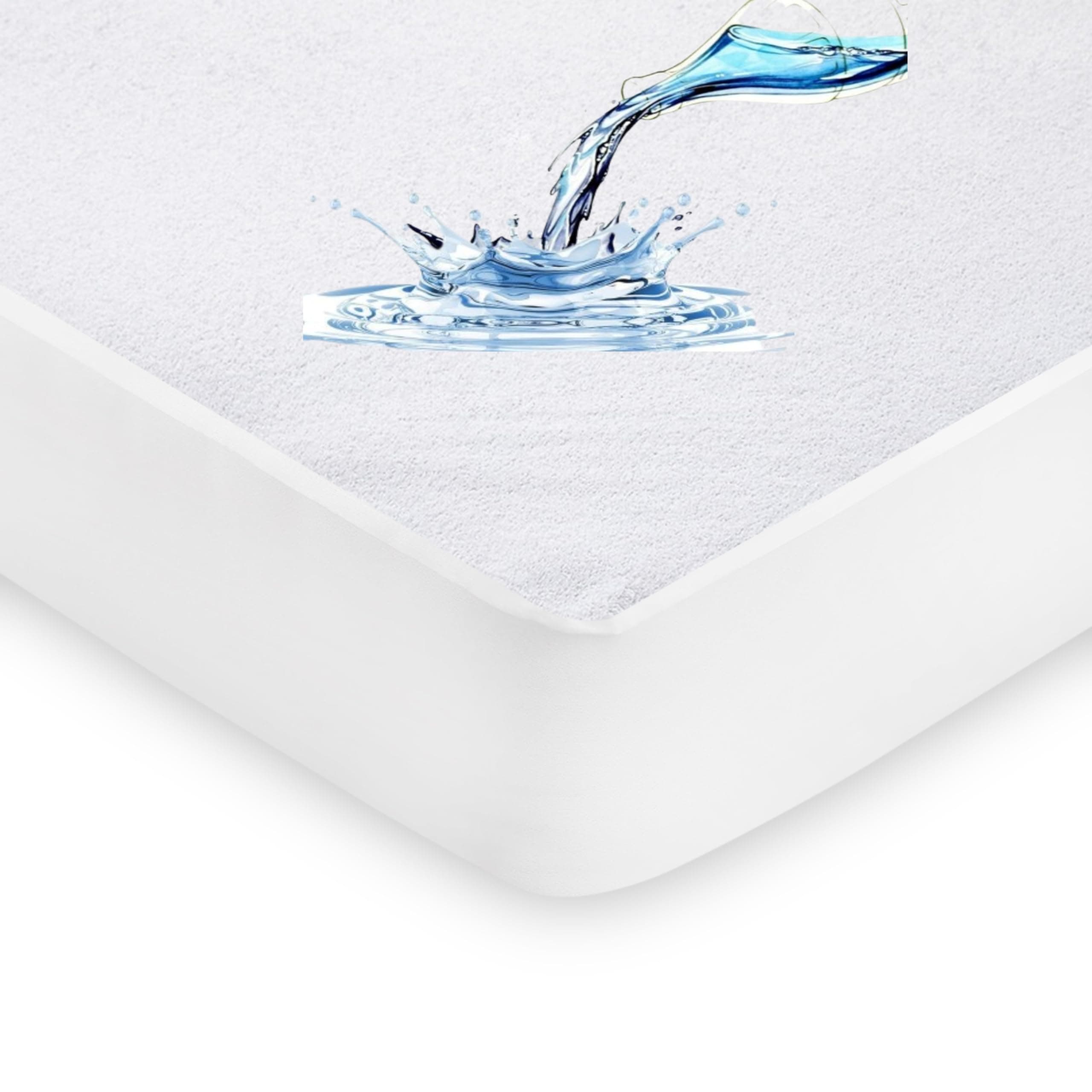 100% Waterproof Mattress Protector-Extra Deep 40 Cm Stretch Skirt Terry Towel Double Bed Mattress Protector – Washable, Anti Allergy and Breathable Fitted Mattress Cover. (Double(137x190+40)Cm)