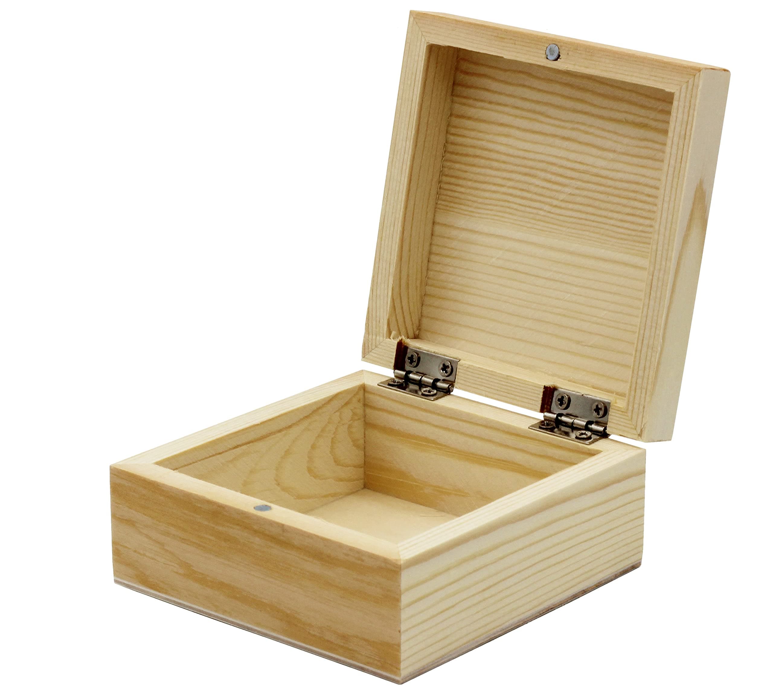 Unfinished Mini Wood Craft Box with Hinged Lid and Magnetic Closure, 3.5 Inch - Perfect for Arts, Crafts, and Personalized Gifts