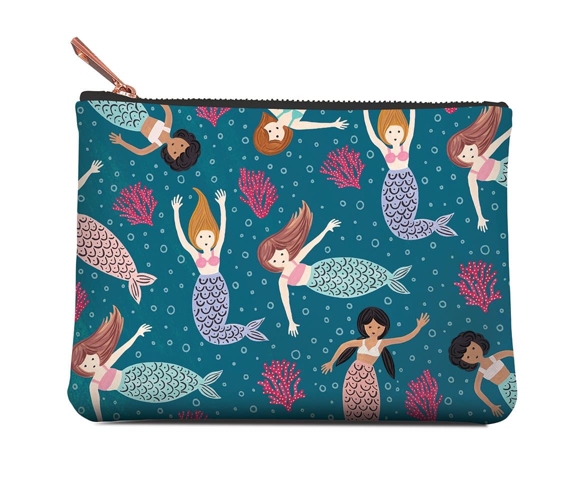 Studio Oh! Zippered Pouch Available in 8 Designs and 2 Sizes, Medium Mermaid Tales