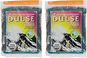 Dulse Flakes - Certified Organic- Sea Vegetables, washed, Pure Vegan- Maine Coast 4oz. (Pack OF 2)