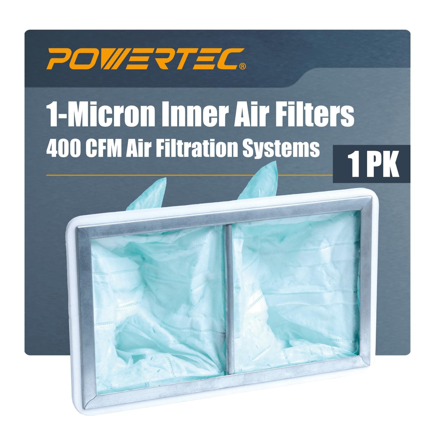 POWERTEC 1 Micron Inner Air Filter for WEN 3410, POWERTEC AF4000/AF4001, Shop Fox W1830 Air Filtration System, Replacement for WEN 90243-026-2 Woodworking Air Filters for Workshop & Garage, 1PK