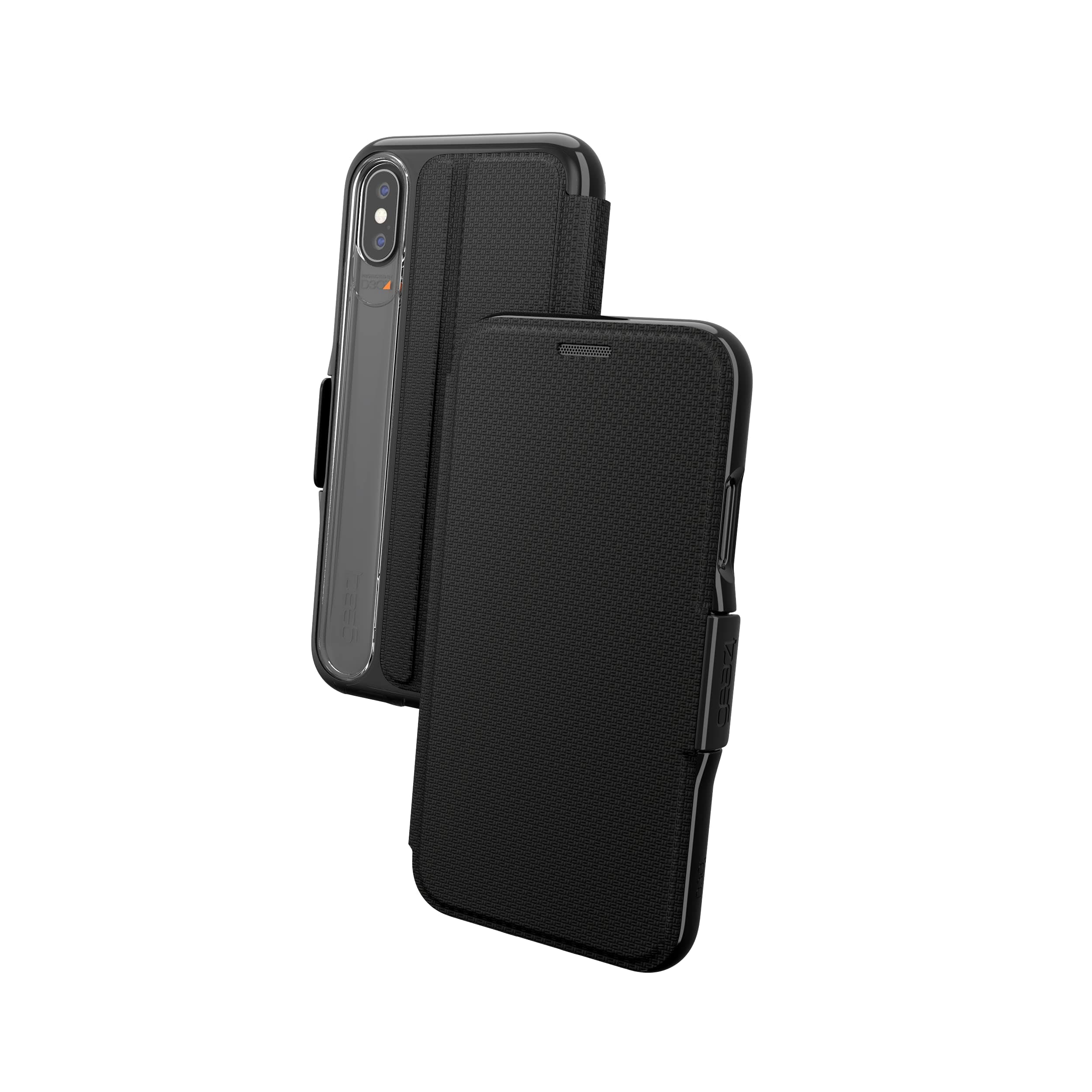 Oxford Folio Designed for iPhone X/XS Case, Advanced Impact Protection by D3O, Booklet Case - Black