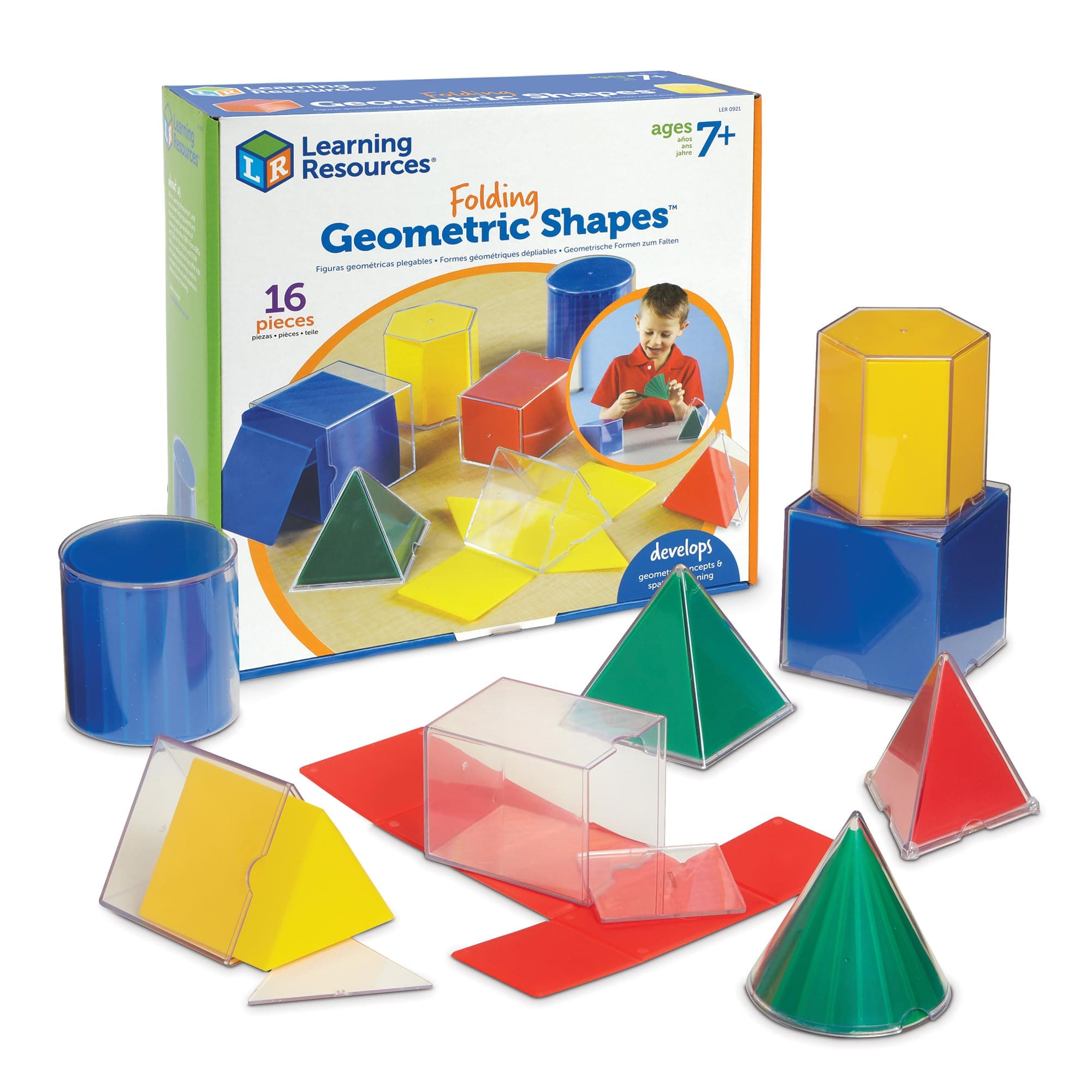 Learning Resources Folding Geometric Shapes Set - Classroom Must Haves, Teacher Supplies, Geometry Game, Pattern Blocks, Homeschool, 3D School Figures for Teaching, Math Manipulatives Essentials, Ages 7+