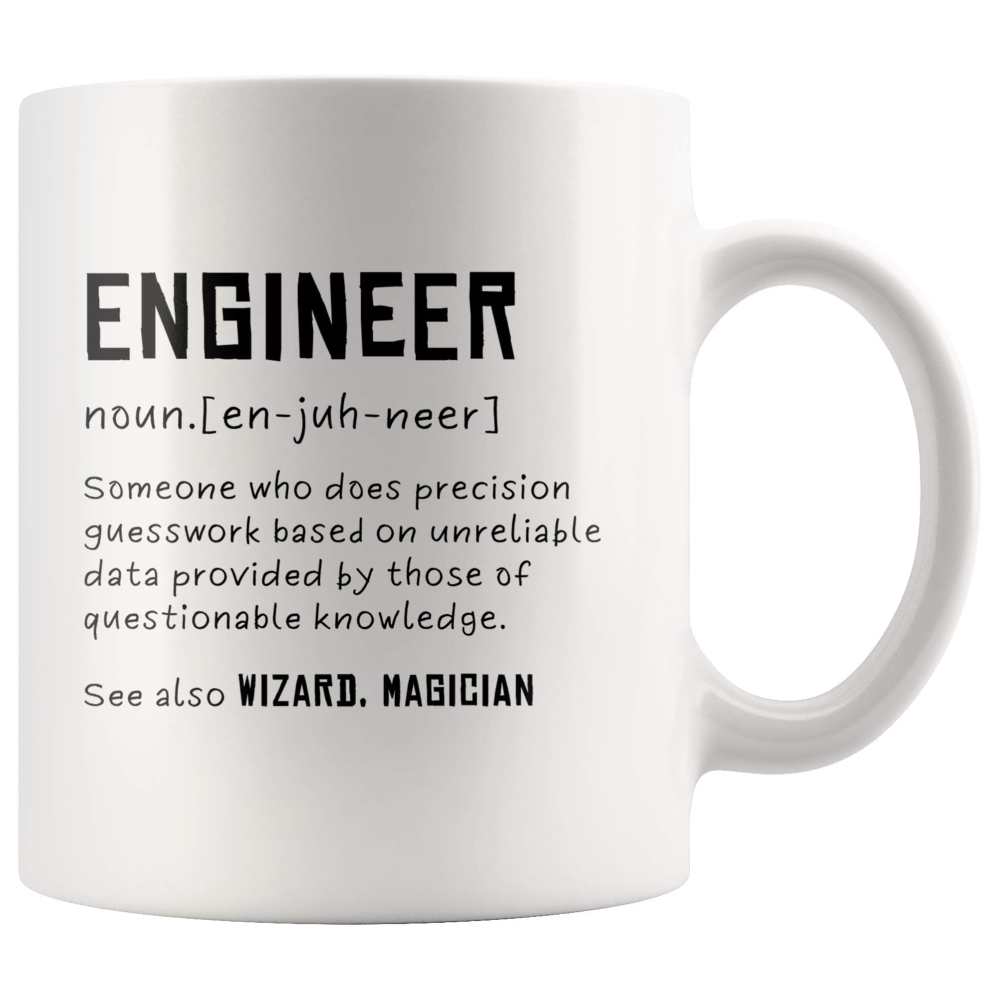 Engineer Definition Someone Who Does Precision Funny Engineer Gifts For Engineering Students Teachers Computer Civil Mechanical Electrical Software Engineer Ceramic Mug 11 oz (White)