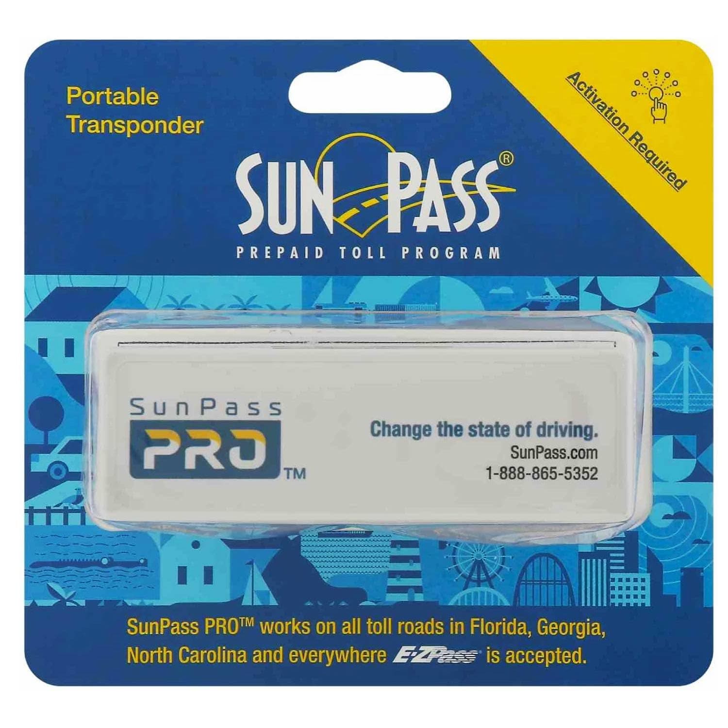 SunPass PRO Transponder Portable Prepaid Toll Program Works in Florida Georgia North Carolina and Anywhere EZPass is Accepted