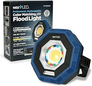 NT-1010UV Rechargeable Car Detailing Light/LED Work Light, CRI 95, 4 Color Temps, UV Light, 2000 Lumen, IP-65, Magnetic LED Mechanics Work Light, Paint Color Match Light, Gift for Mechanic