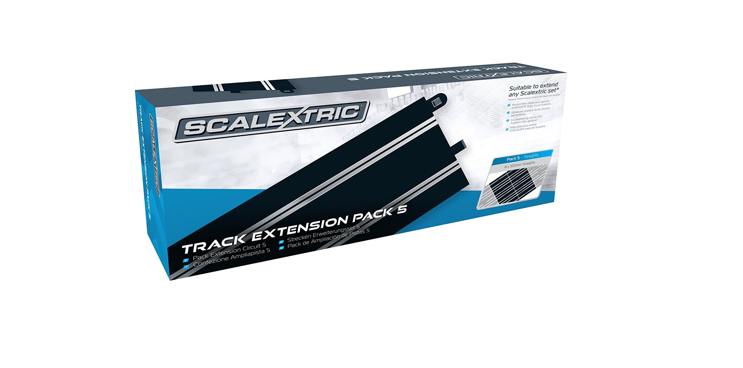 Extension Pack 5 1:32 Scale Standard Straights x 8 C8554 Slot Car Track, White