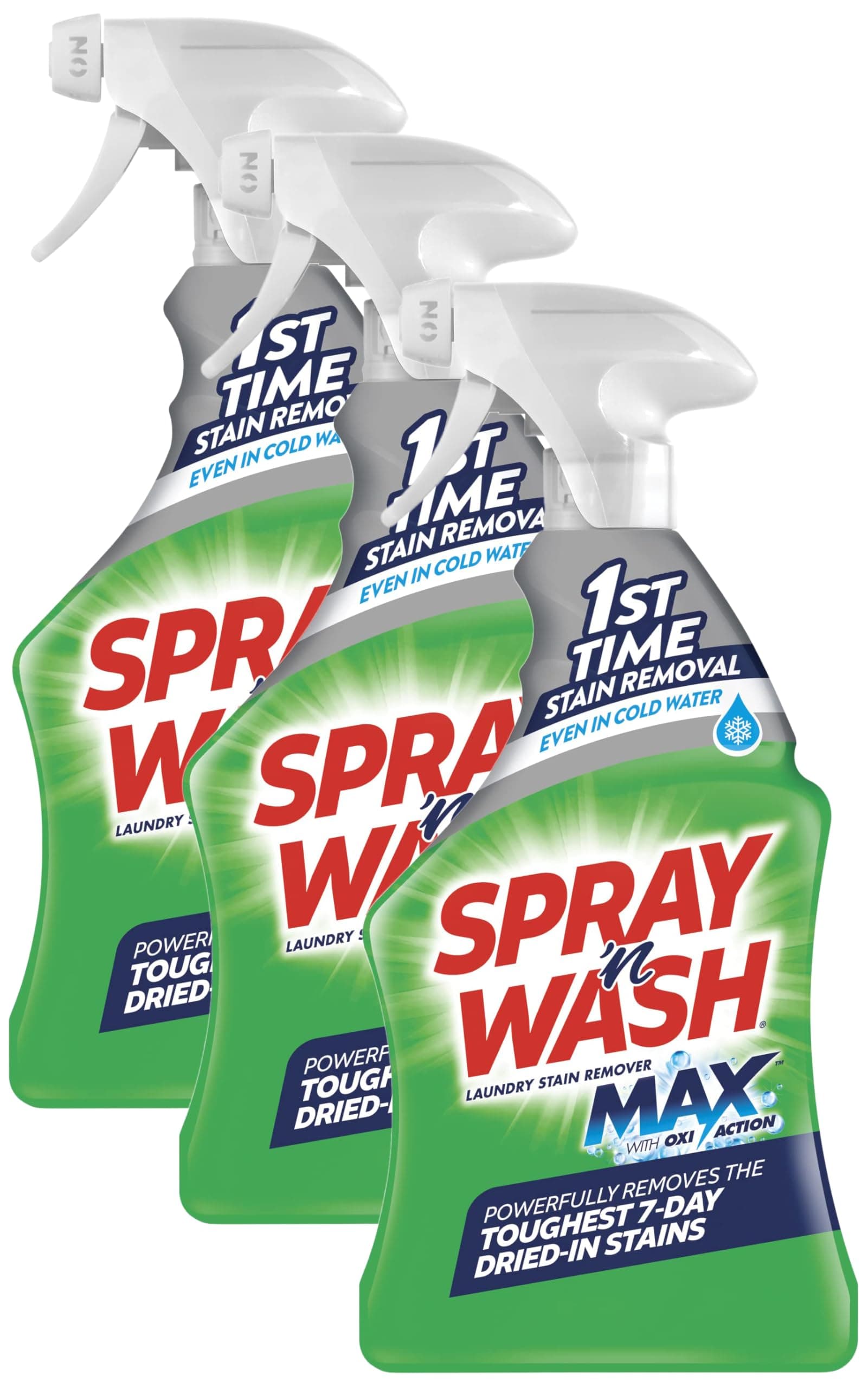 Spray N’ Wash Max Stain Remover Spray, Laundry Pre-Treat for Tough Stains, 16oz (3-count)