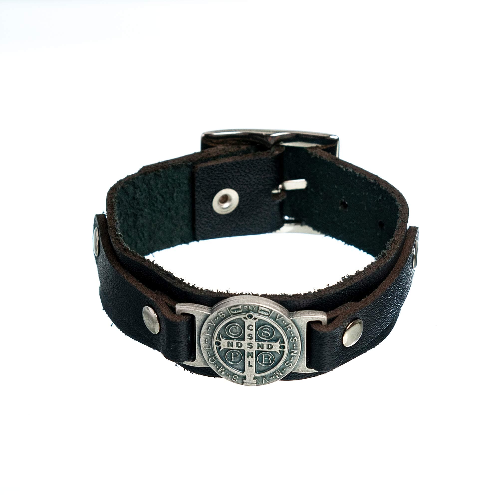 Intercession St Benedict Genuine Leather Protection Bracelet - Made in Brazil