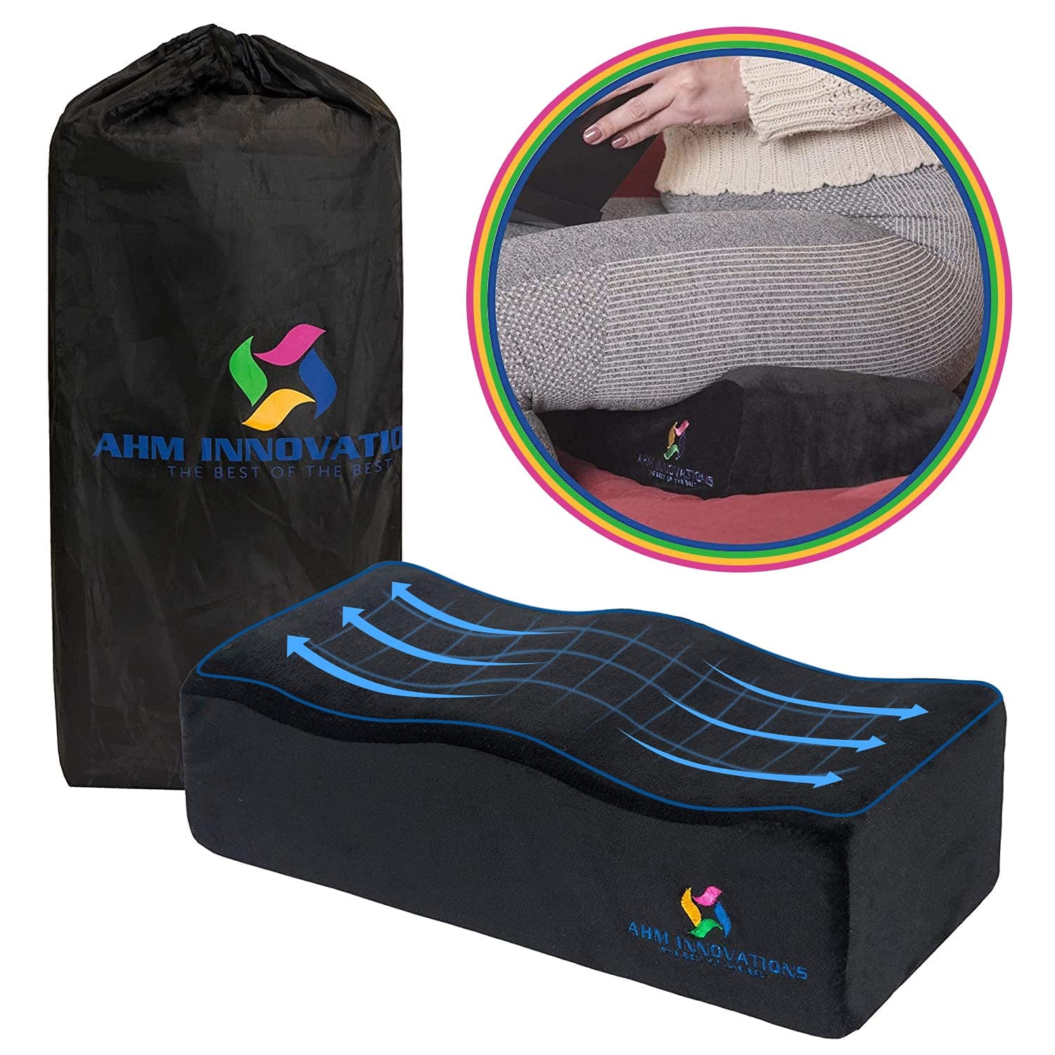 AHM™Post Butt Lift Recovery BBL Pillow – Unique 3 Layer Design After Brazilian Butt Lift Surgery Butt Pillow With Bamboo – Super Soft & Comfy Support For Office Chair, Car, Airplane, Restaurant, Train