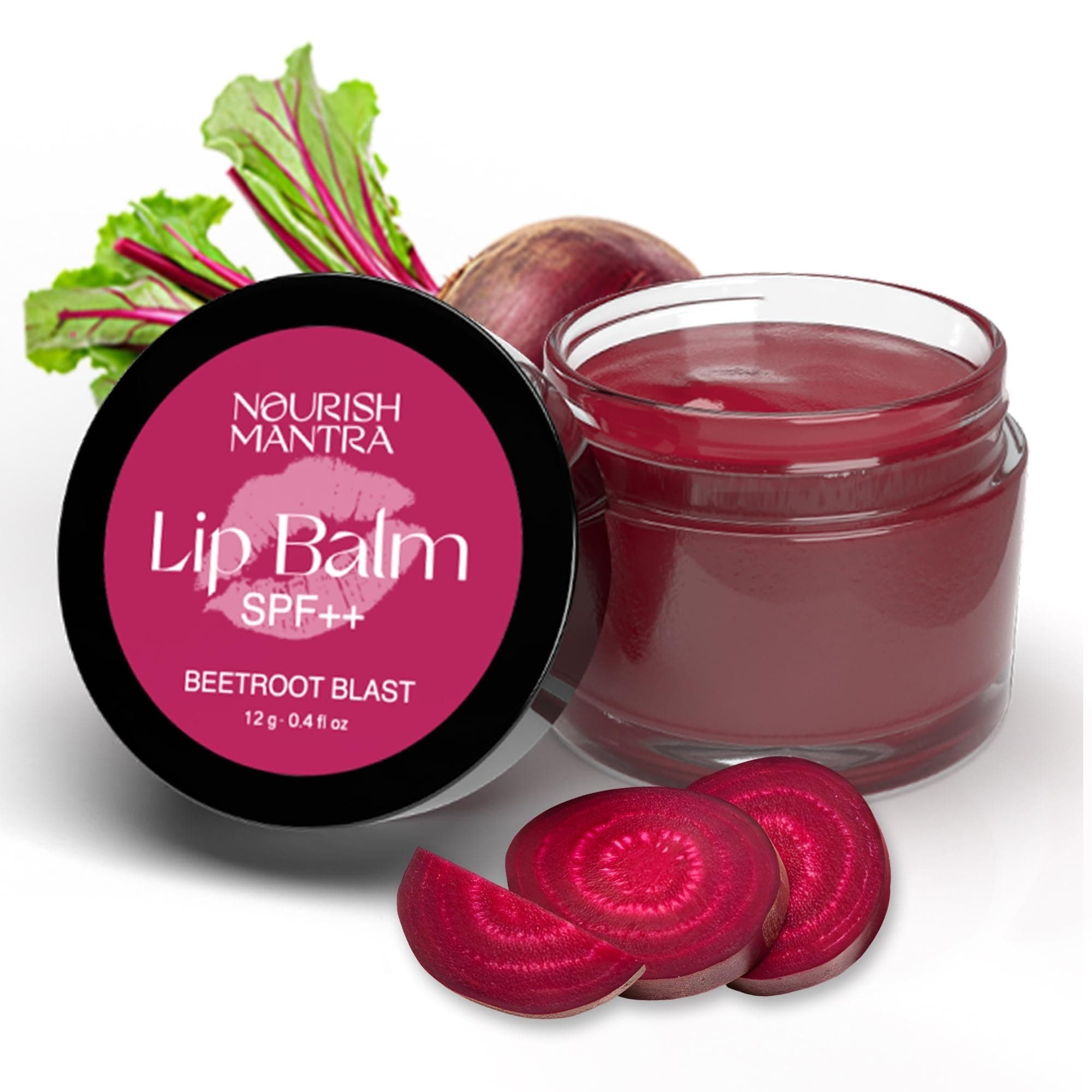 Beetroot Blast Lip Balm with SPF/Formulated with Beetroot Extracts, Olive Oil, Shea Butter, Vitamin E, and Avocado Oil/Best for both women and men/ 12gms