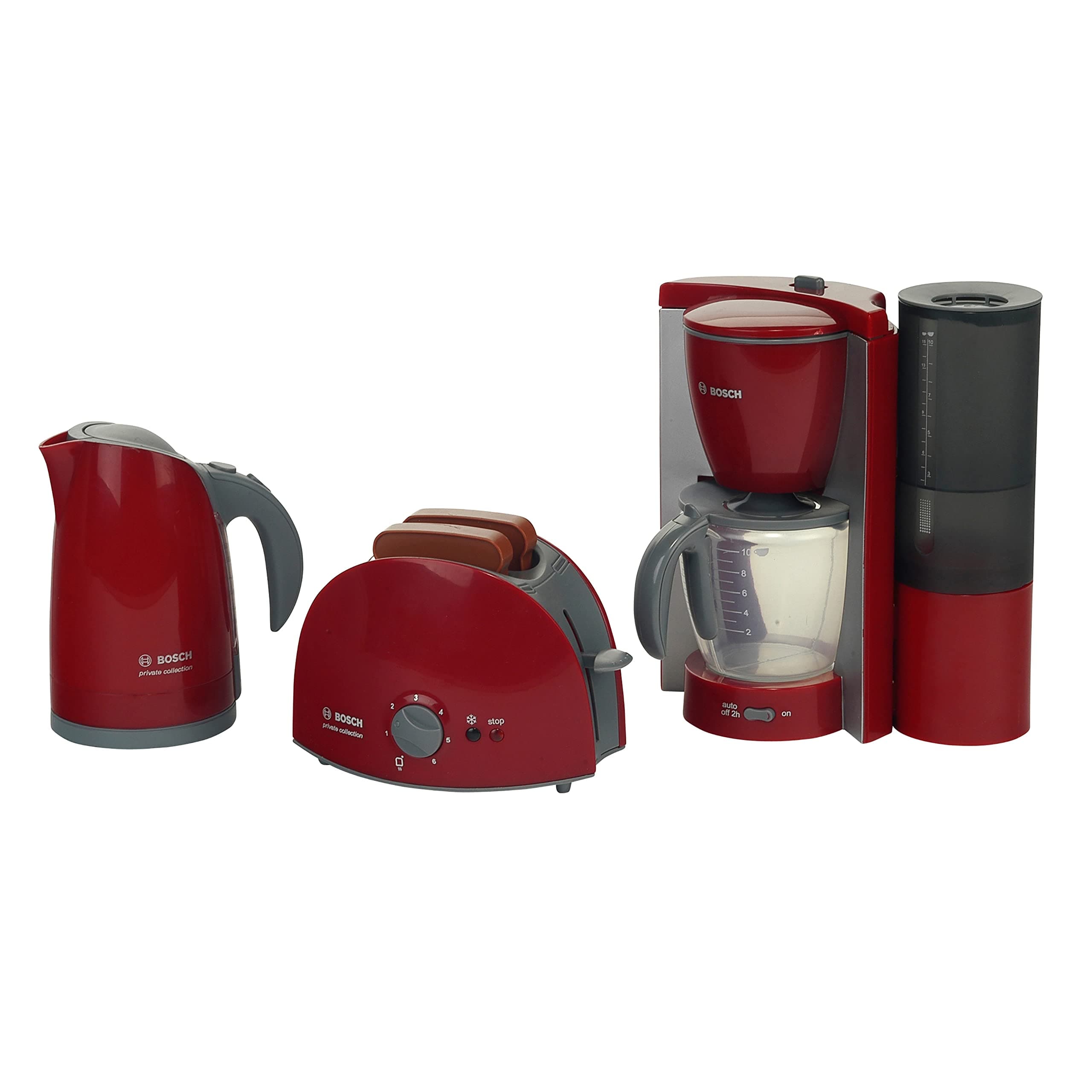 Klein Theo 9580 Bosch Breakfast Set I Kitchen set consisting of toaster, coffee machine and kettle I Packaging dimensions: 44.5 cm x 13 cm x 24.5 cm I Toy for children aged 3 years and up, Multi -