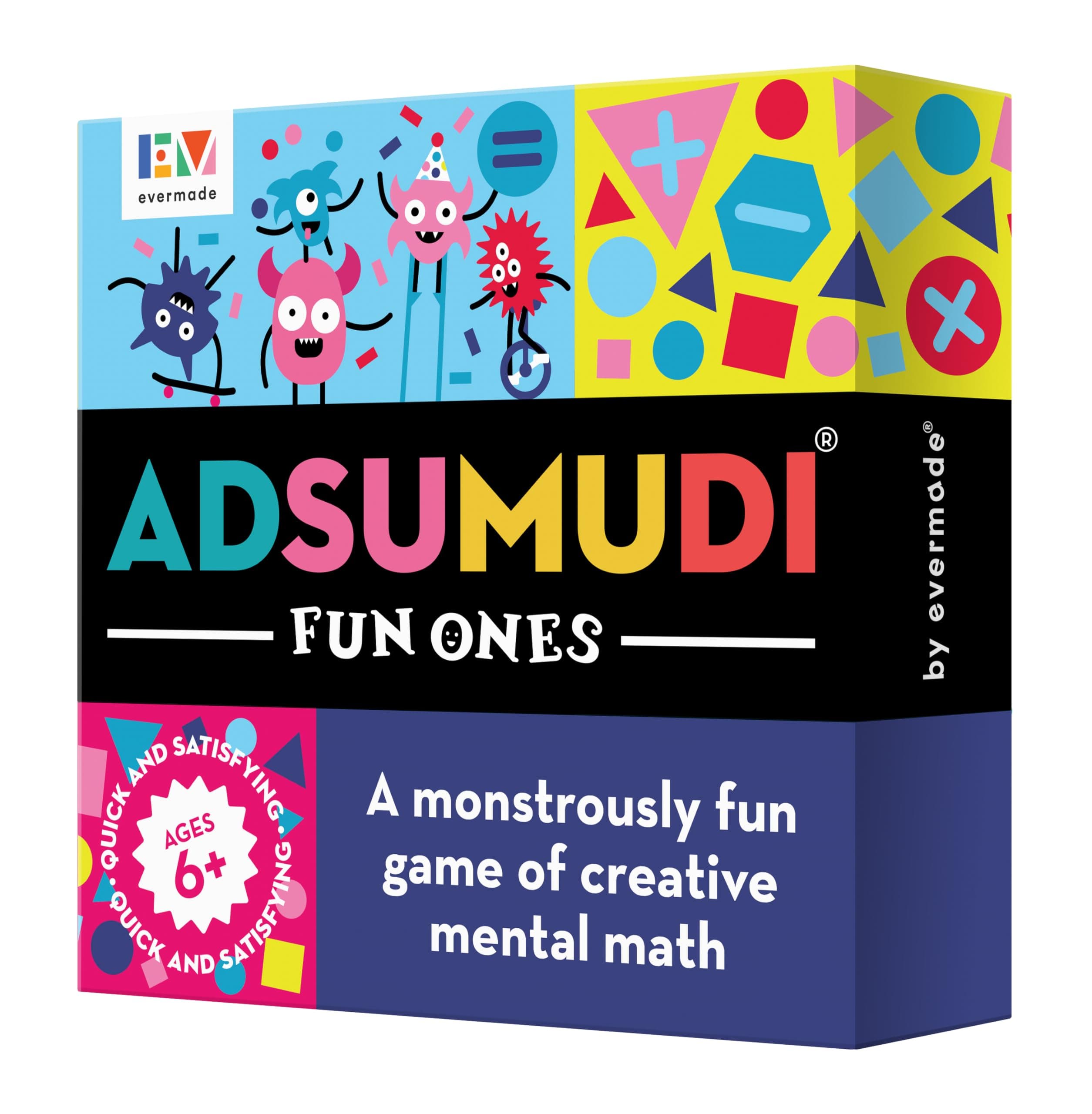 Evermade Adsumudi Math Game - Fun Ones - The Delightfully Fun, Fast-Paced Game That Transforms Mental Math Practice into Party Time for Kids and Adults of All Ages