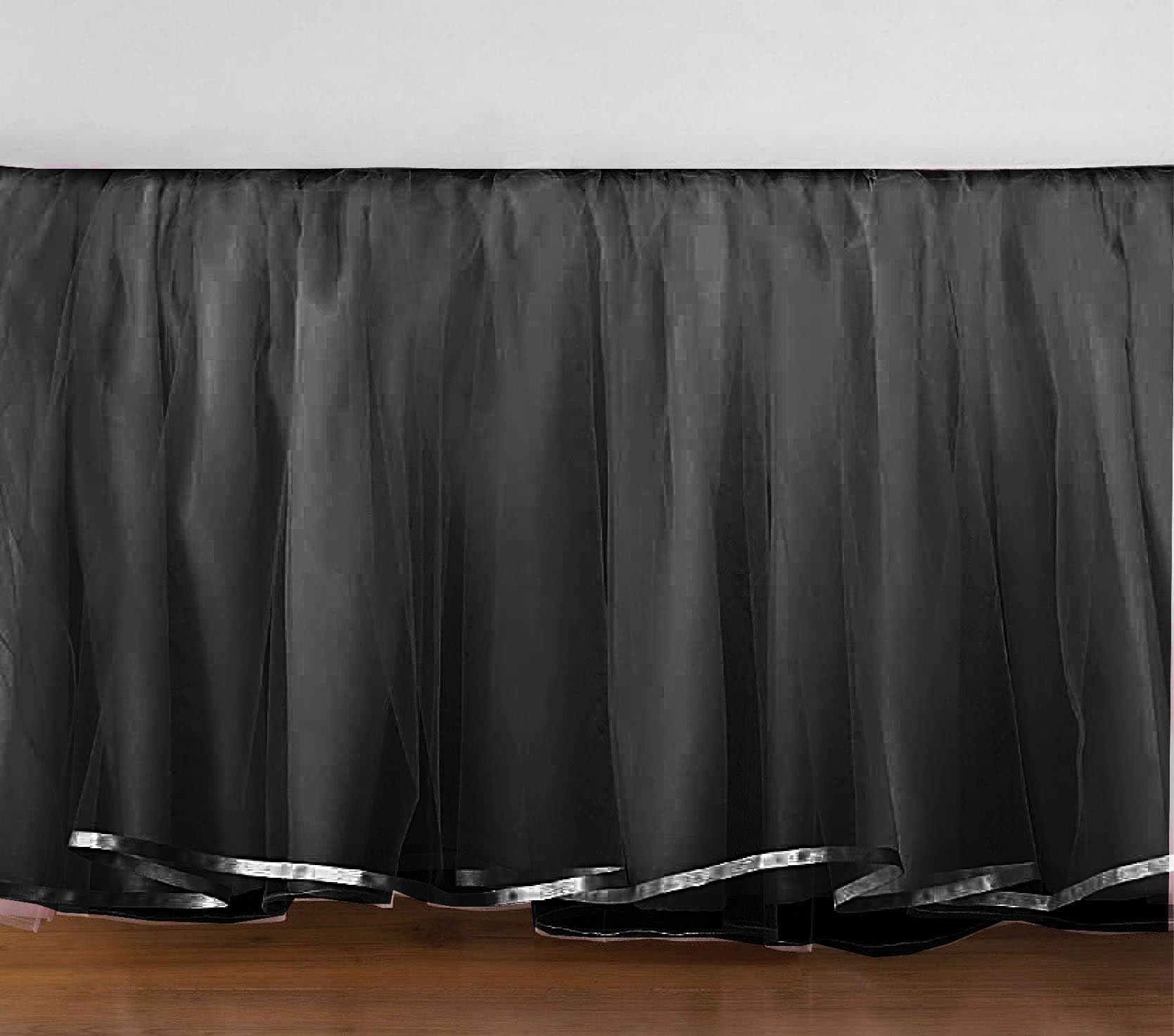 BlackTulle Lined Satin Trim Platform Valance in Many patterns - Velcro detachable