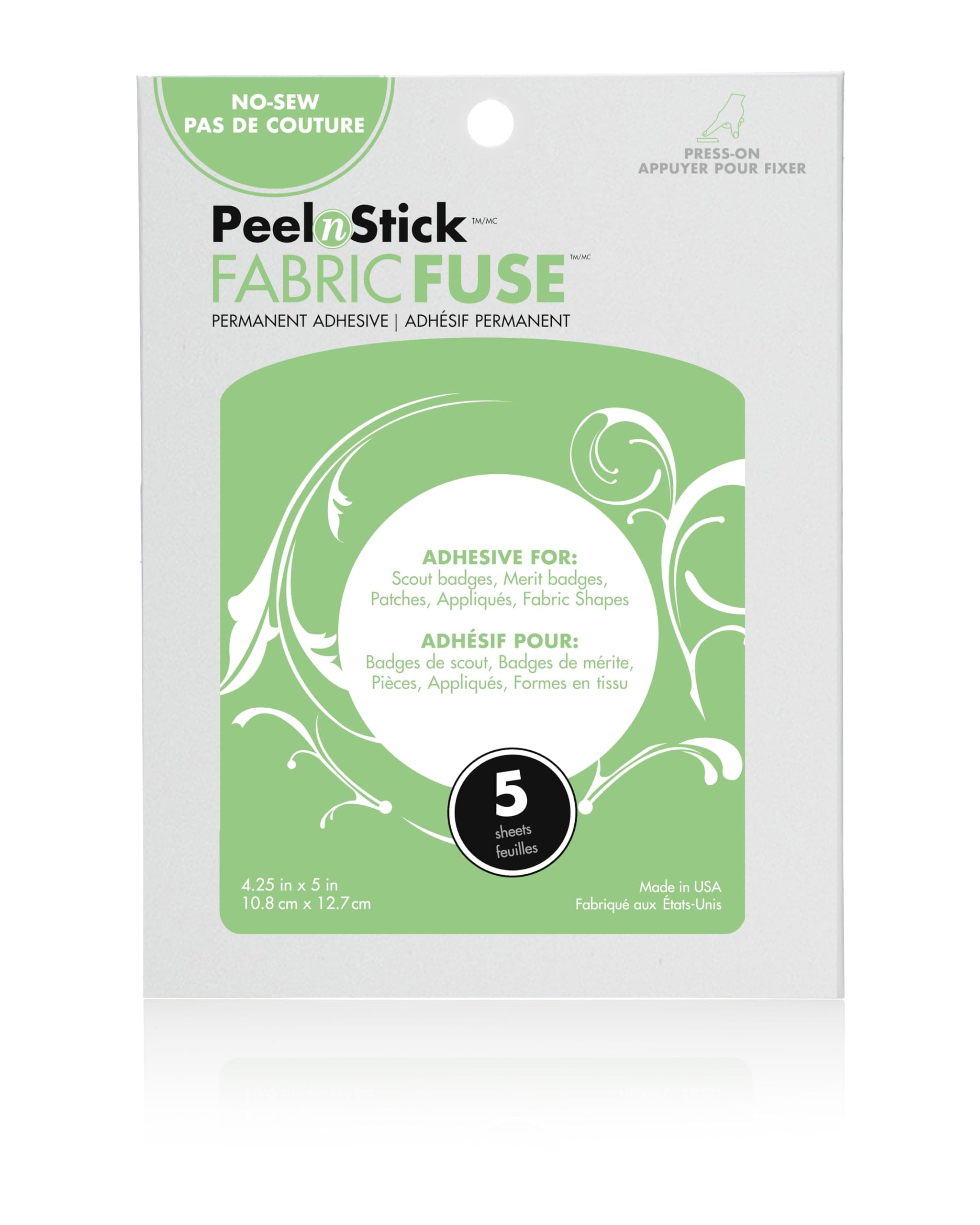 PeelnStick Badge, Patch and Applique Fabric Fuse Sheets, 5 Sheets, 4.25 Inches x 5 Inches