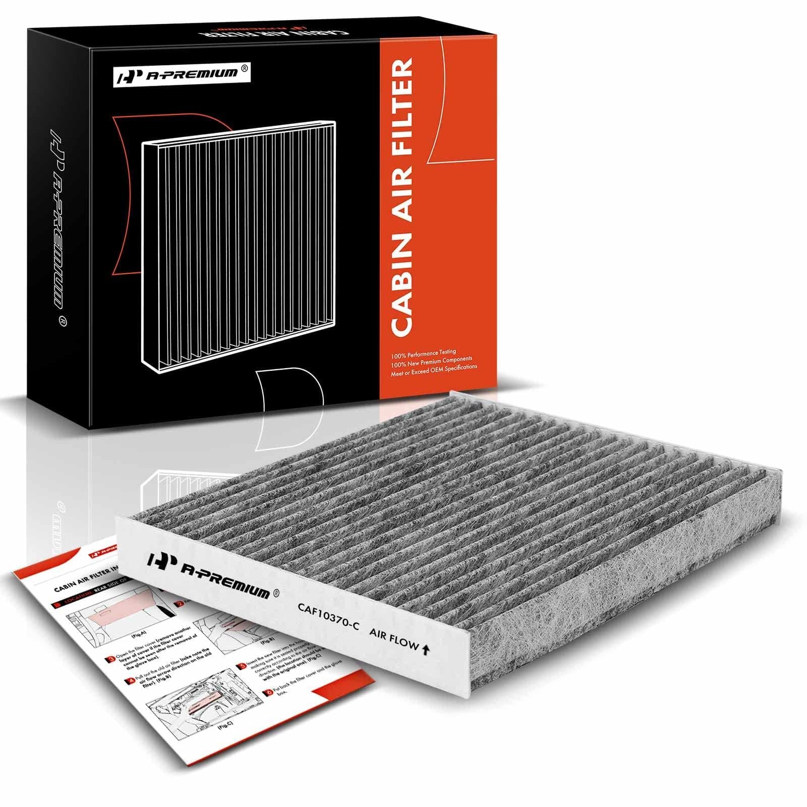 A-Premium Cabin Air Filter with Activated Carbon Compatible with Ford Mustang 2005-2014, Replace# 4R3Z19N619AA