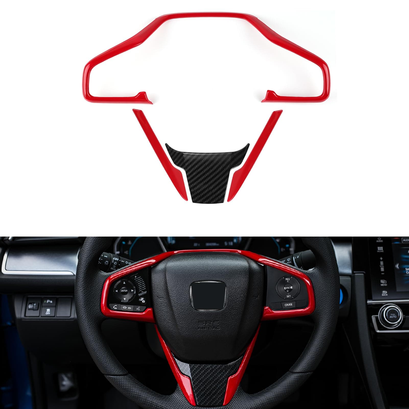 Thenice for 10th Gen Civic Interior Decaration Sticker Compatible wit Honda Civic 2021 2020 2019 2018 2017 2016 -Red