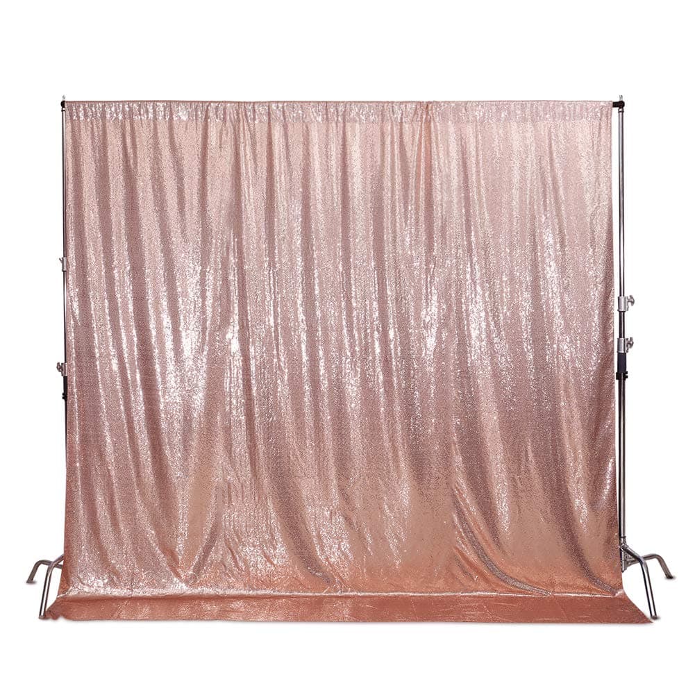 SquarePie Sequin Backdrop Non-Transparent Background Sparkly Curtain for Wedding Party 8FT x 8FT Rose Gold