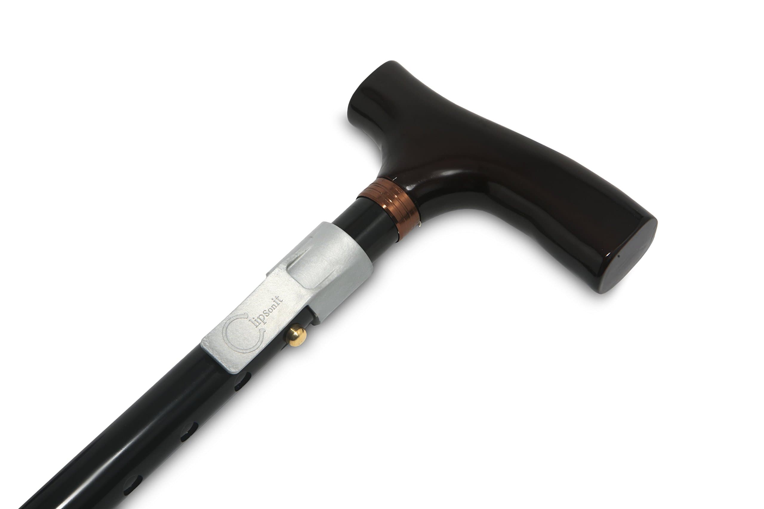 Walking Cane Clip by ClipsOnIt – Silver-Colored Walking Stick Holder Attaches to Almost All Canes – Keep Your Cane Upright & Accessible – Clip to a Belt, Pocket, or Purse Strap & Keep Your Hands Free!