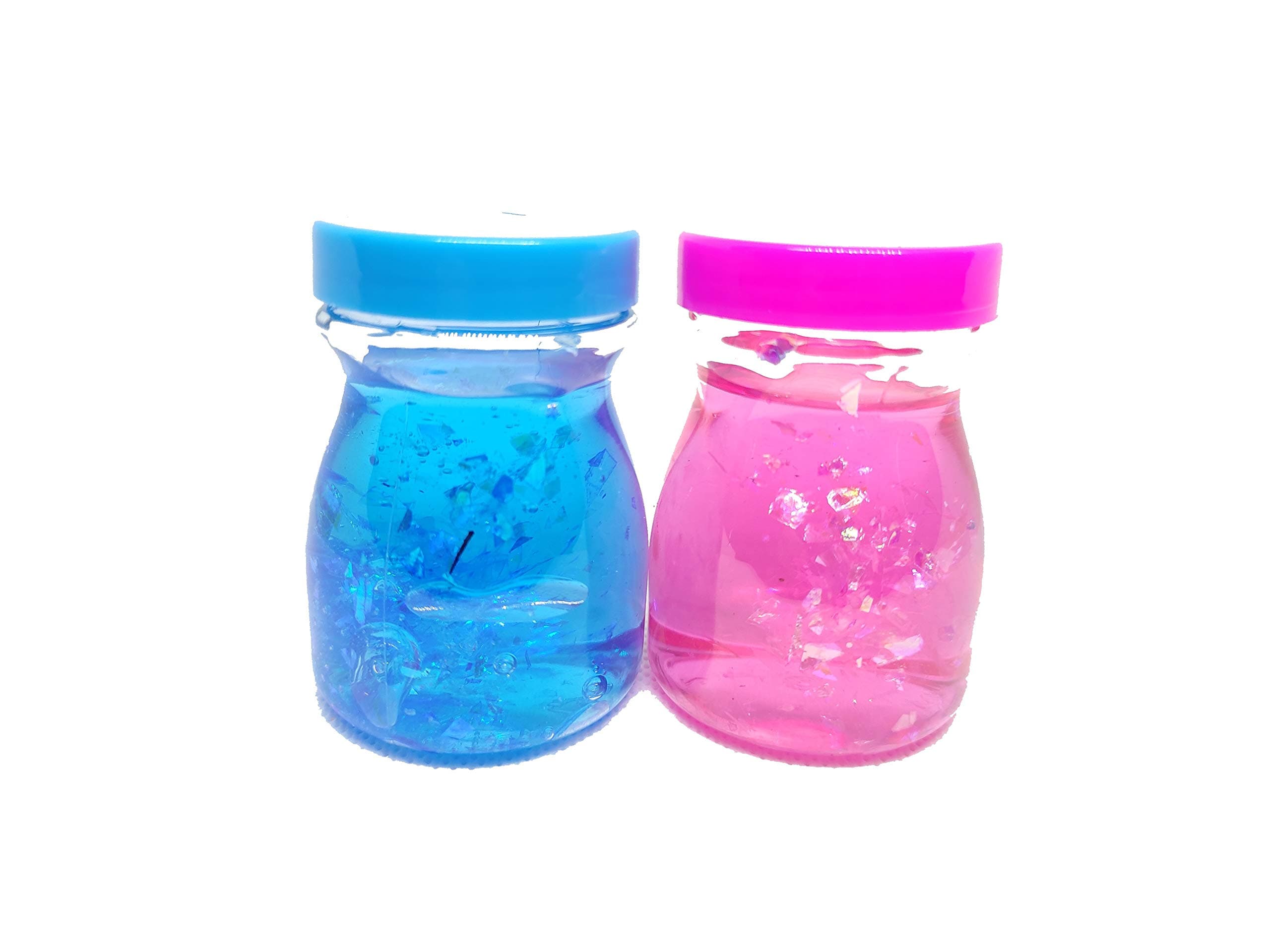 (6 Pack) Milk Bottle Shape with Qube Beads Crystal Clear Clay Slime Putty Mud for Kids Non-Toxic Sludge Toy