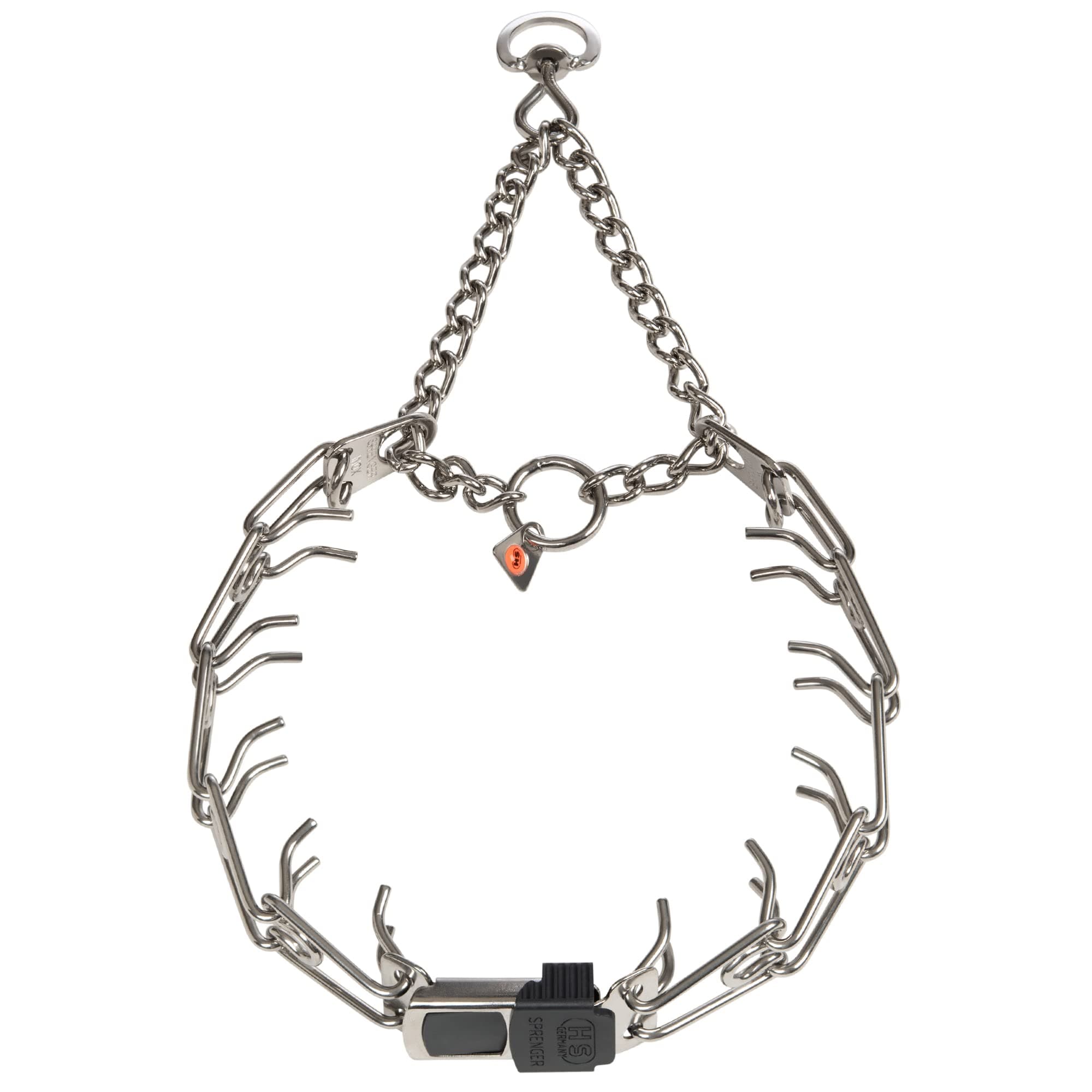 GERMANY Dog Training Prong Collar with Quick Release Cliclock Buckle and Swivel Ring | Adjustable Length Stainless Steel Made in for Large Dogs, 25 In (up to 20'' neck) x 3.2mm Links