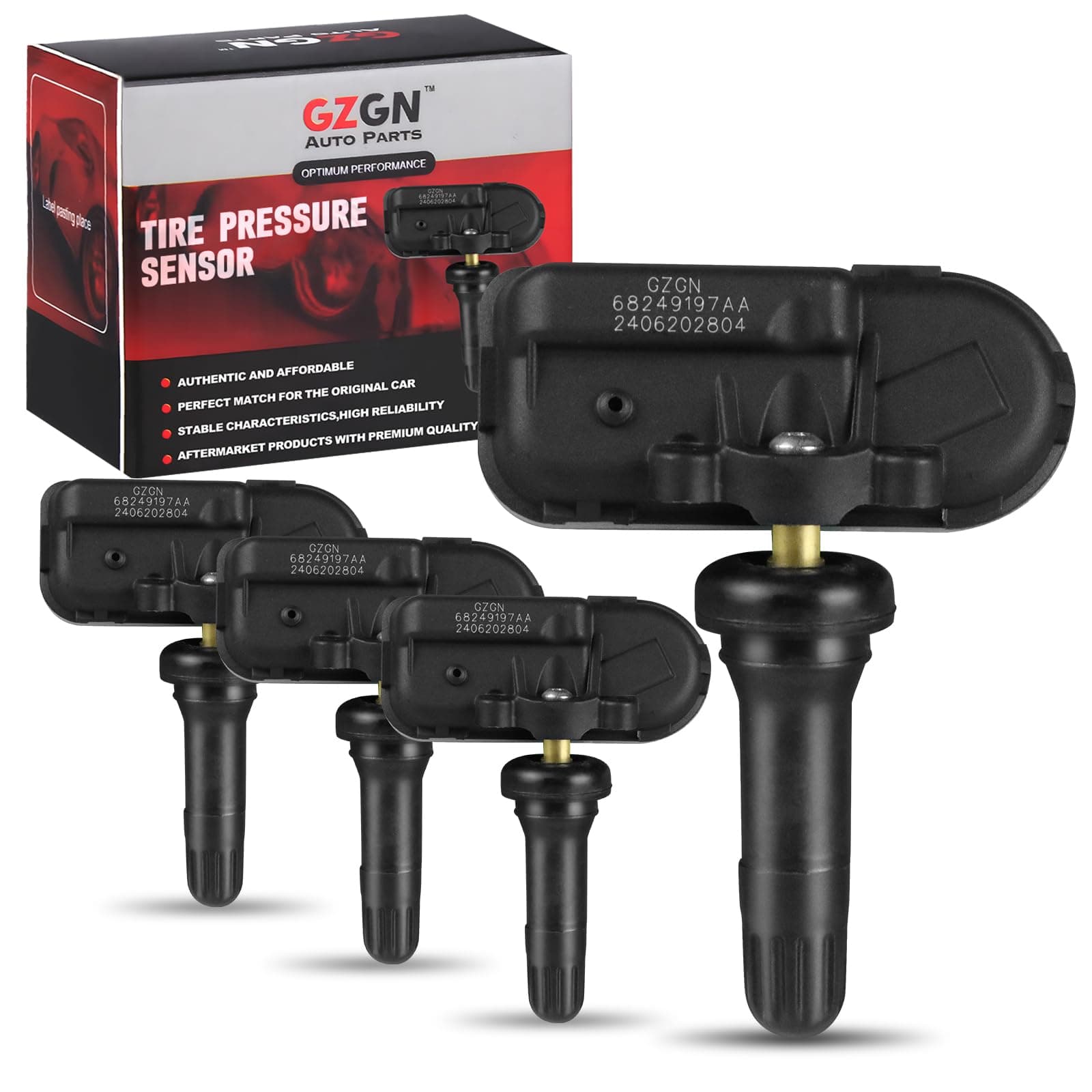 TPMS Tire Pressure Monitoring Sensor Compatible with Ram 1500/2500/3500//4500/5500 & Jeep Cherokee 2014-2012 - 4PCS Pre-Programmed 433MHz - Replace#68249197AA 68239720AA 68455823AB 68455824AB