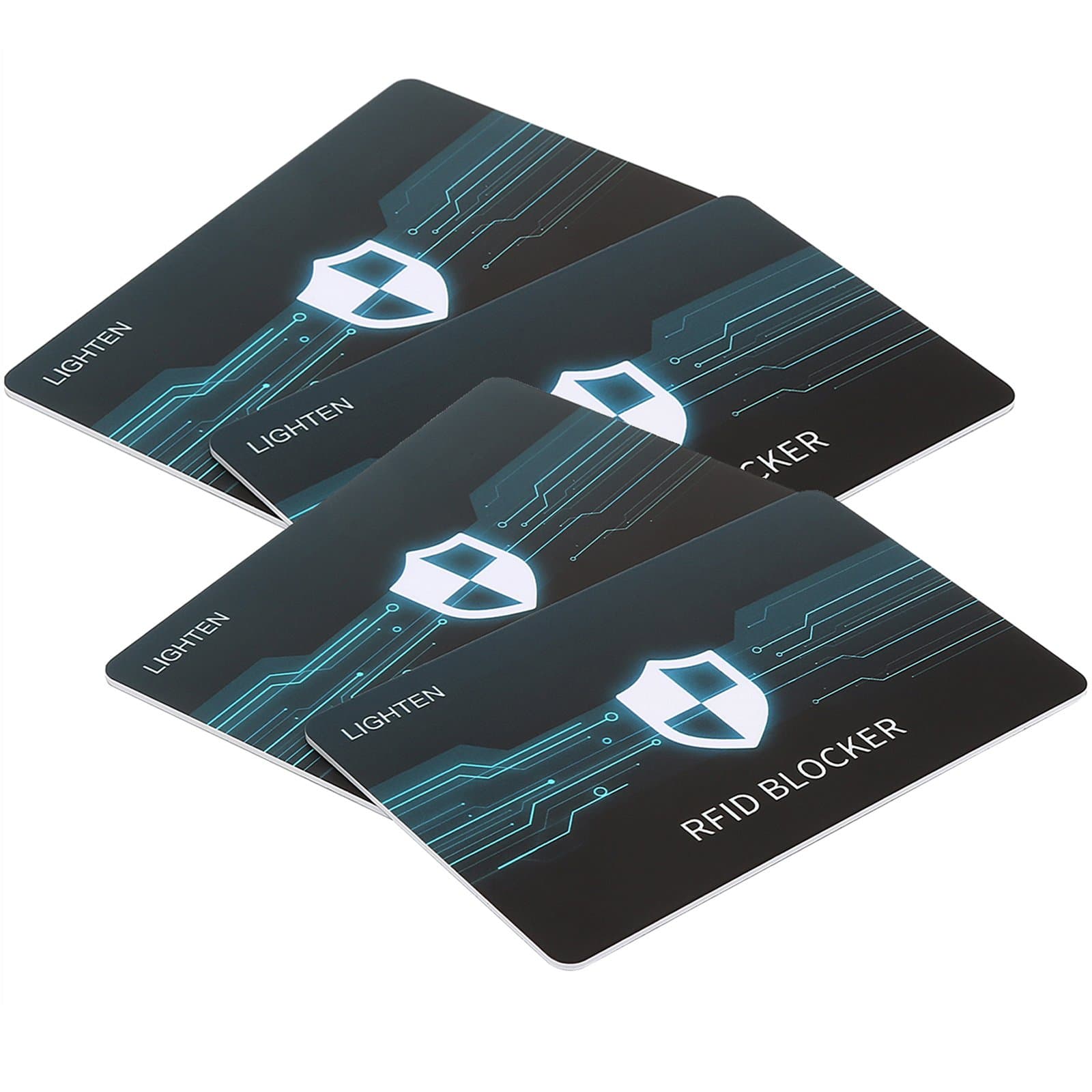 Lighten 4 RFID Blocking Card Wallet Protector Anti-Theft Credit & Debit Card Protector Scan Blocker Anti-Scanning Identity Theft Protection (4 Cards)