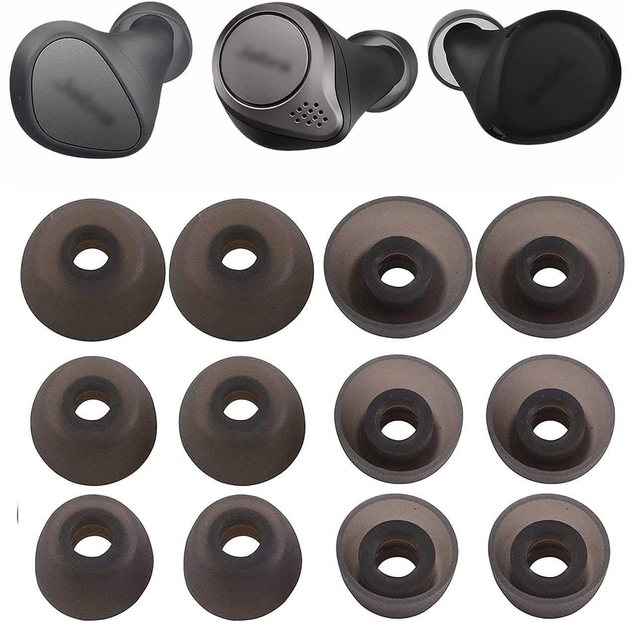 JNSA Silicone Ear Tips Replacement for Jabra Elite 3/7 Pro/75t/65t, 6 Pairs SML Black