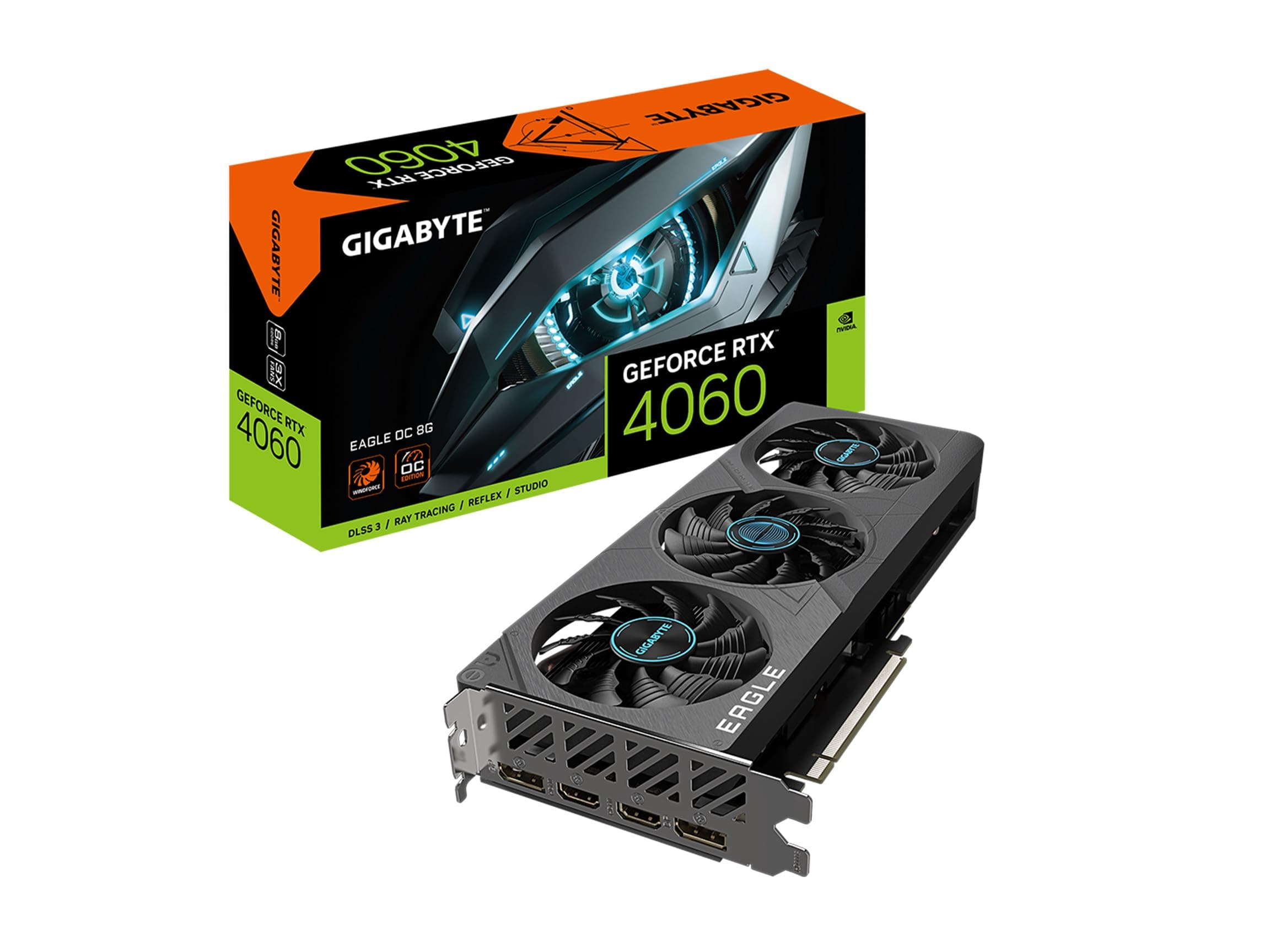 Gigabyte GeForce RTX 4060 Eagle OC 8G Graphics Card, 3X WINDFORCE Fans, 8GB 128-bit GDDR6, GV-N4060EAGLE OC-8GD Video Card