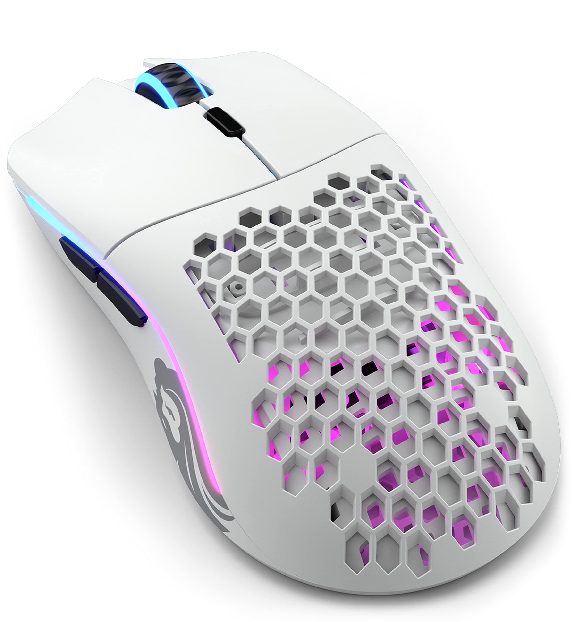Glorious Gaming Model O Wireless Gaming Mouse - Superlight, 69g Honeycomb Design, RGB, Ambidextrous, Lag Free 2.4GHz Wireless, Up To 71 Hours Battery - Matte White