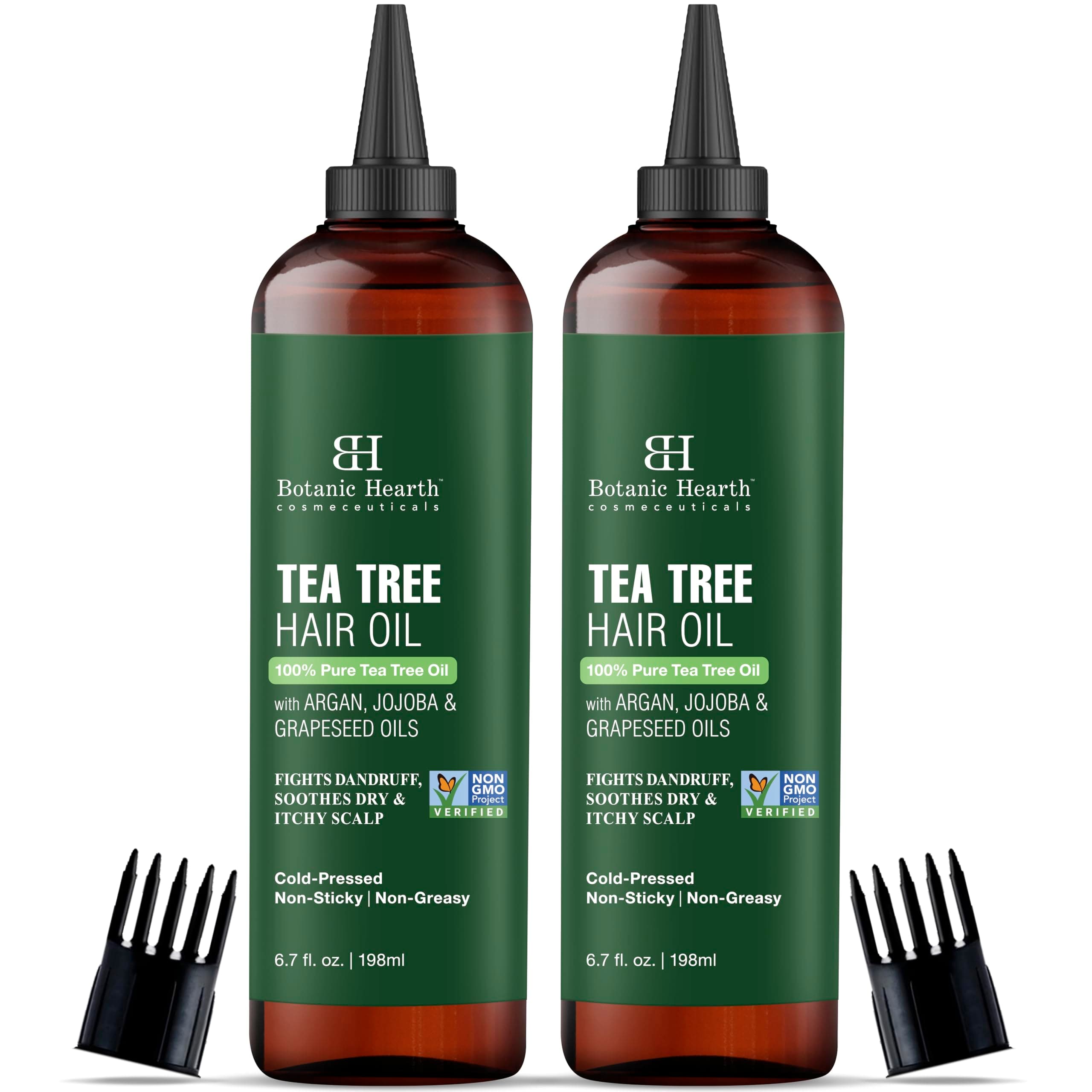 Botanic Hearth 100% Pure Tea Tree Hair Oil For Hair Growth & Hair Treatment Oils 6.7 Fl Oz, 2 Pack|Infused with coconut Oil|Hair Oil Repairs Dry Damaged Hair, Strengthening, Healthier| All Hair Types