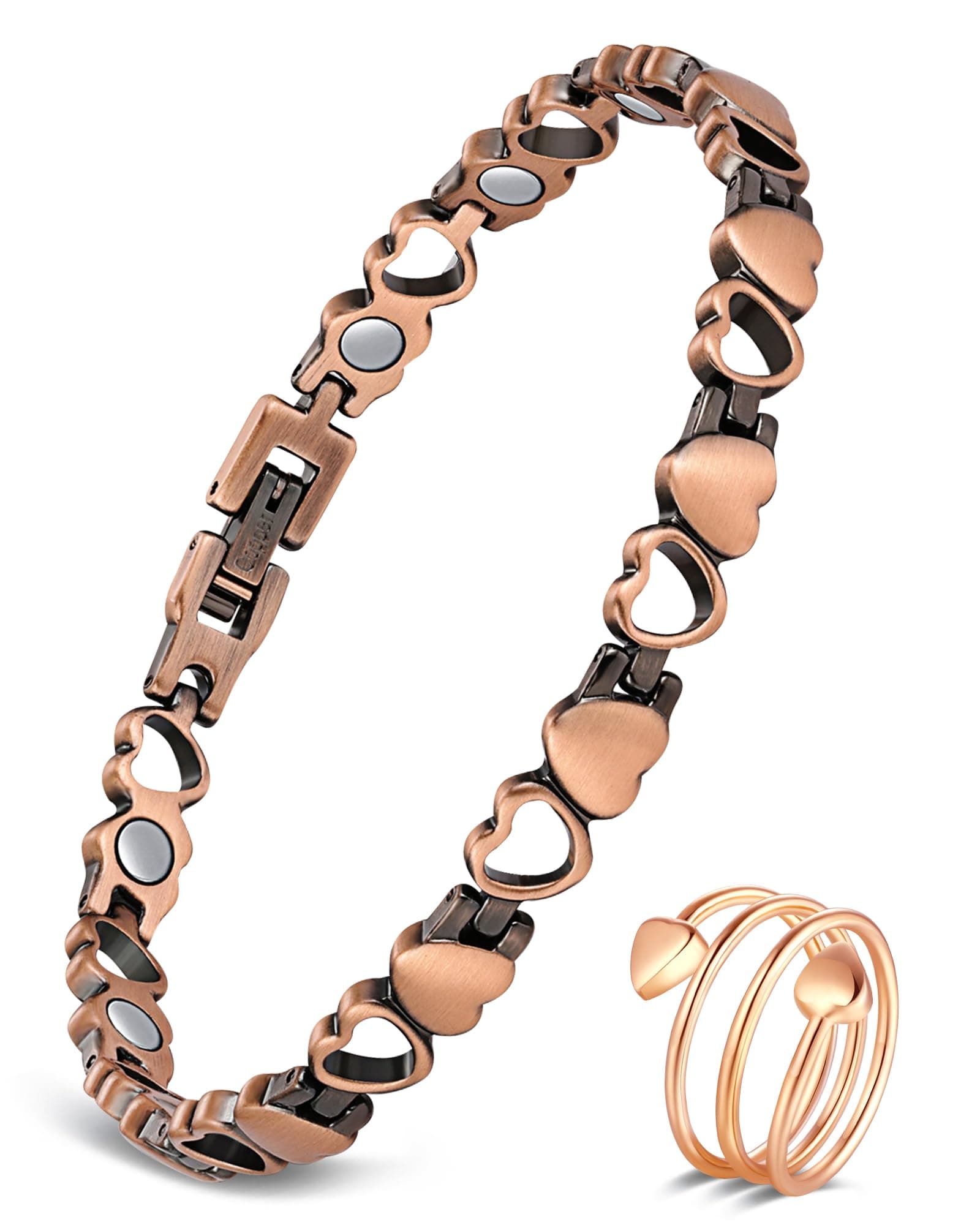 Copper Bracelet for Women 99.99% Solid Copper Magnetic Bracelets, Unique X Shape Links, Magnetic Field Therapy Jewelry Gifts