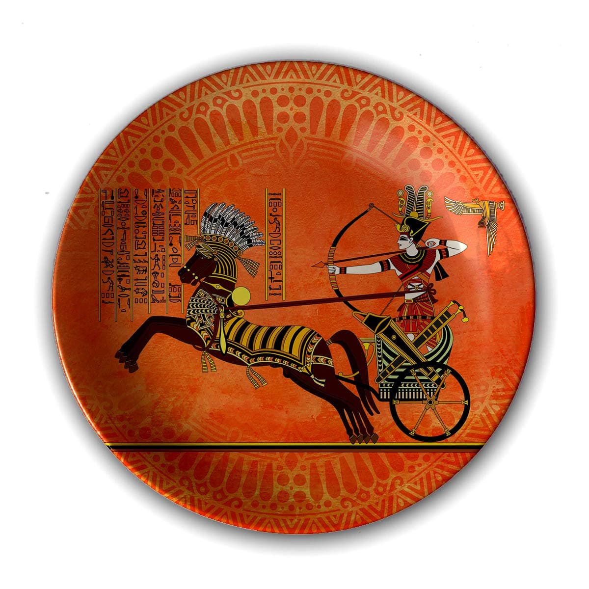 Cyahi -Wall Plates Ceramic Decor with Hook for Hanging. 7" Diameter (Charioteer)