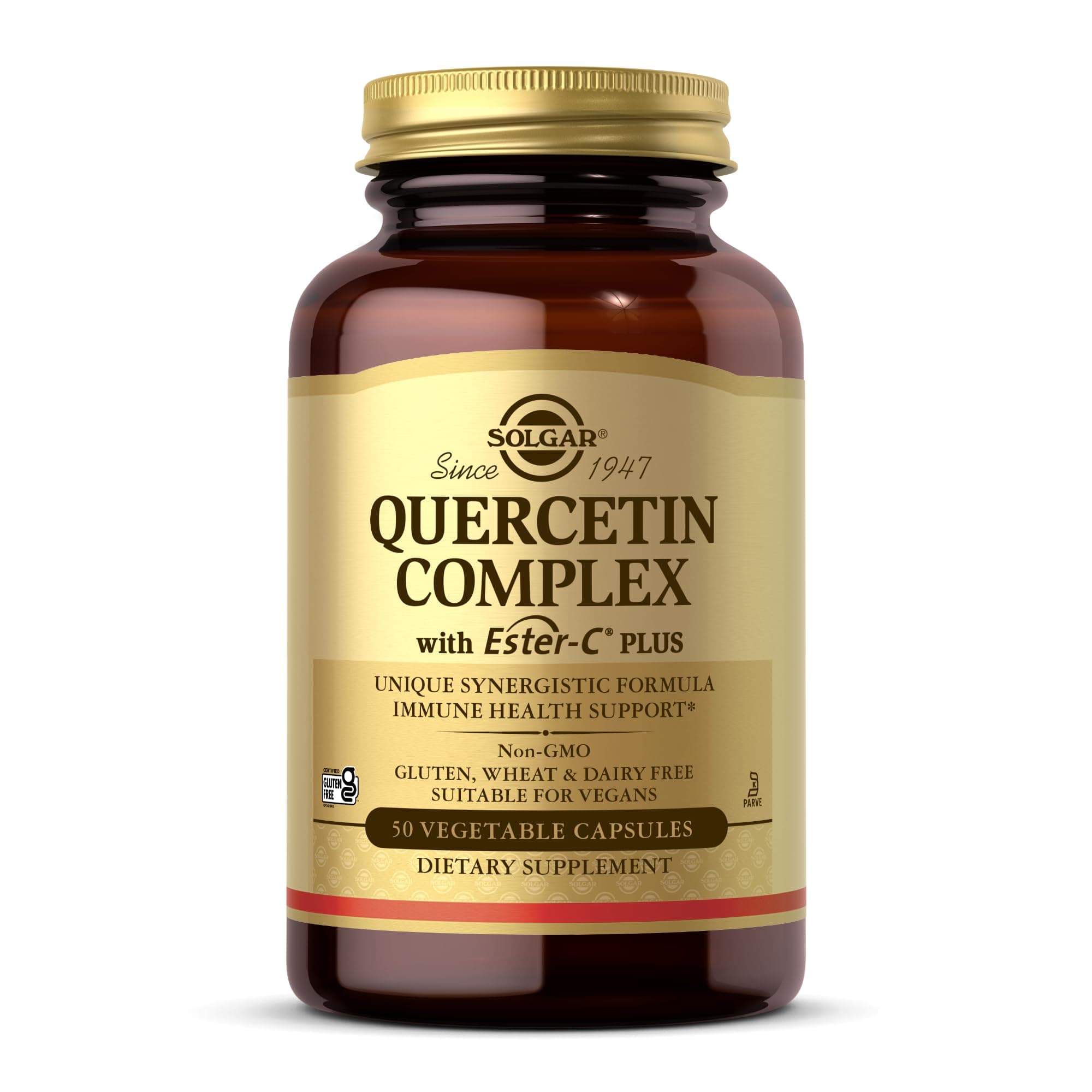 Solgar Quercetin Complex with Ester-C Plus - 50 Vegetable Capsules - Immune Health Support - Gentle on The Stomach Vitamin C - Non-GMO, Vegan, Gluten Free, Kosher - 25 Servings