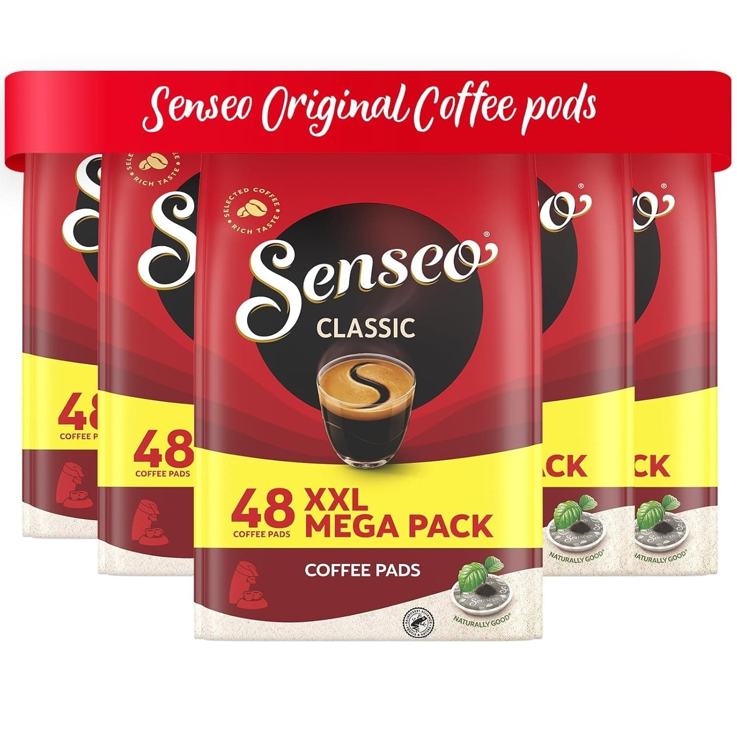 Senseo Classic Medium Roast Coffee Pods – 240 Count (5 Packs) – Smooth & Balanced Flavor with Rich Crema – Compatible with Senseo & PeleCom Machines – Single-Serve Coffee Pads for Fresh, Aromatic Brew