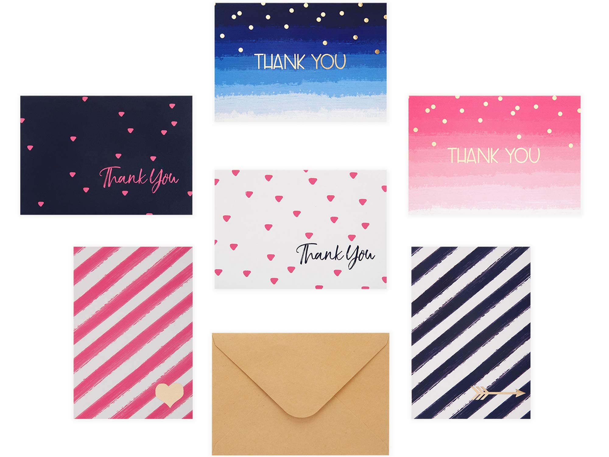 Blank Note Cards with Envelopes in Cute Storage Box - Set of 36 (Stripes & Dots) | 3.5" x 5" Bulk Blank Cards with Envelopes All Occasion | Greeting Cards, Thank You Cards, Birthday Cards