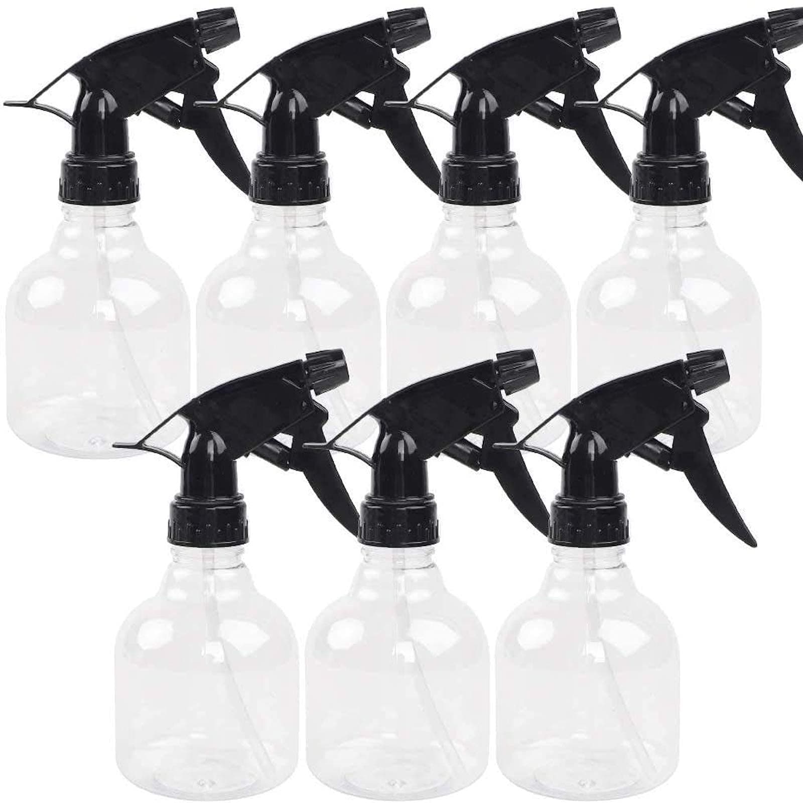 SUPERLELE 7 Packs 8oz Empty Plastic Spray Bottles with Black Trigger Sprayers, Adjustable Nozzle, for Cleaning Solutions, Planting, Cooking Includes Funnel and Labels