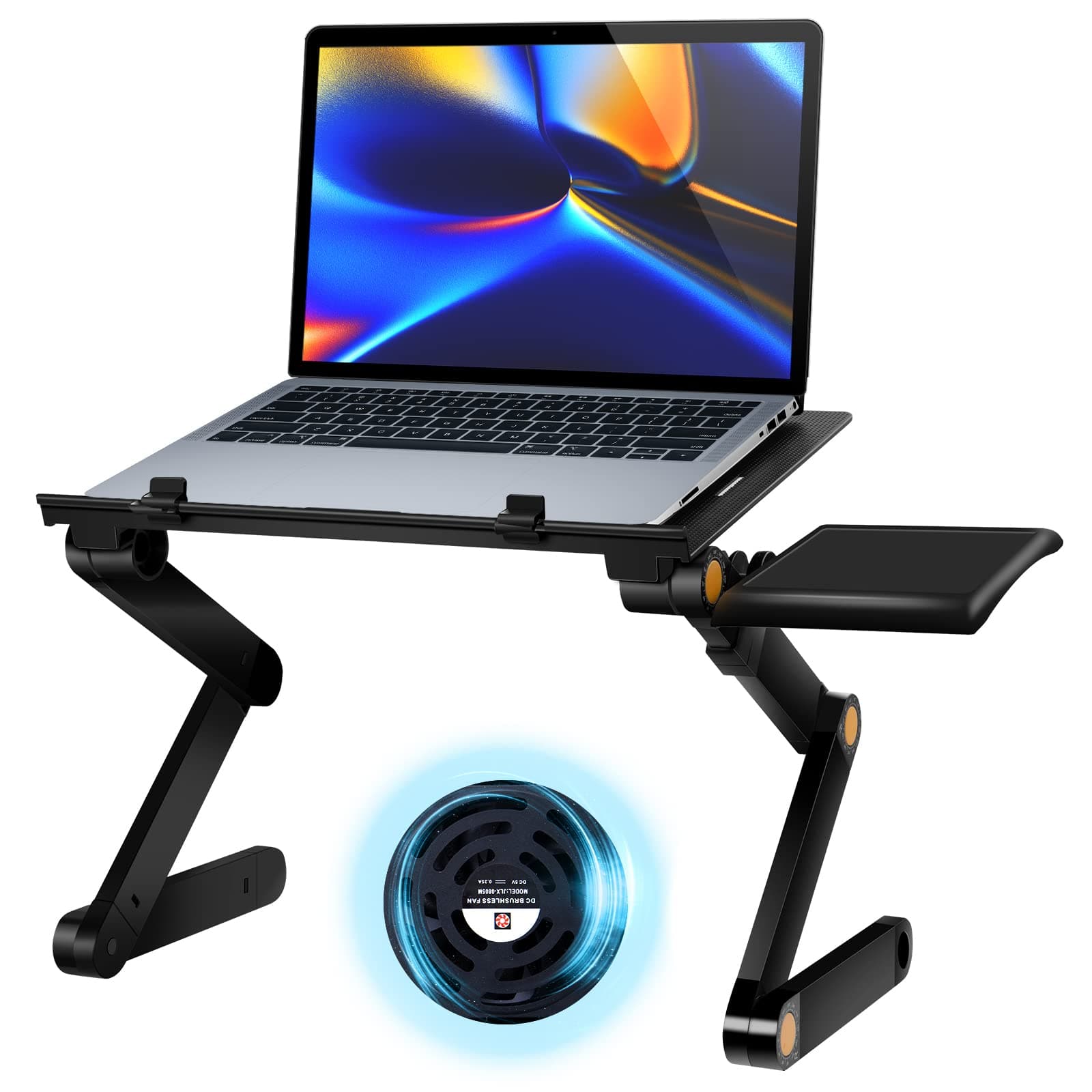 Uten Laptop Stand, Adjustable Computer Stand for Laptop with Mouse Pad, Ergonomic Laptop Stand for Bed Compatible with MacBook Pro Stand, Foldable Laptop Holder with 2 CPU Fans