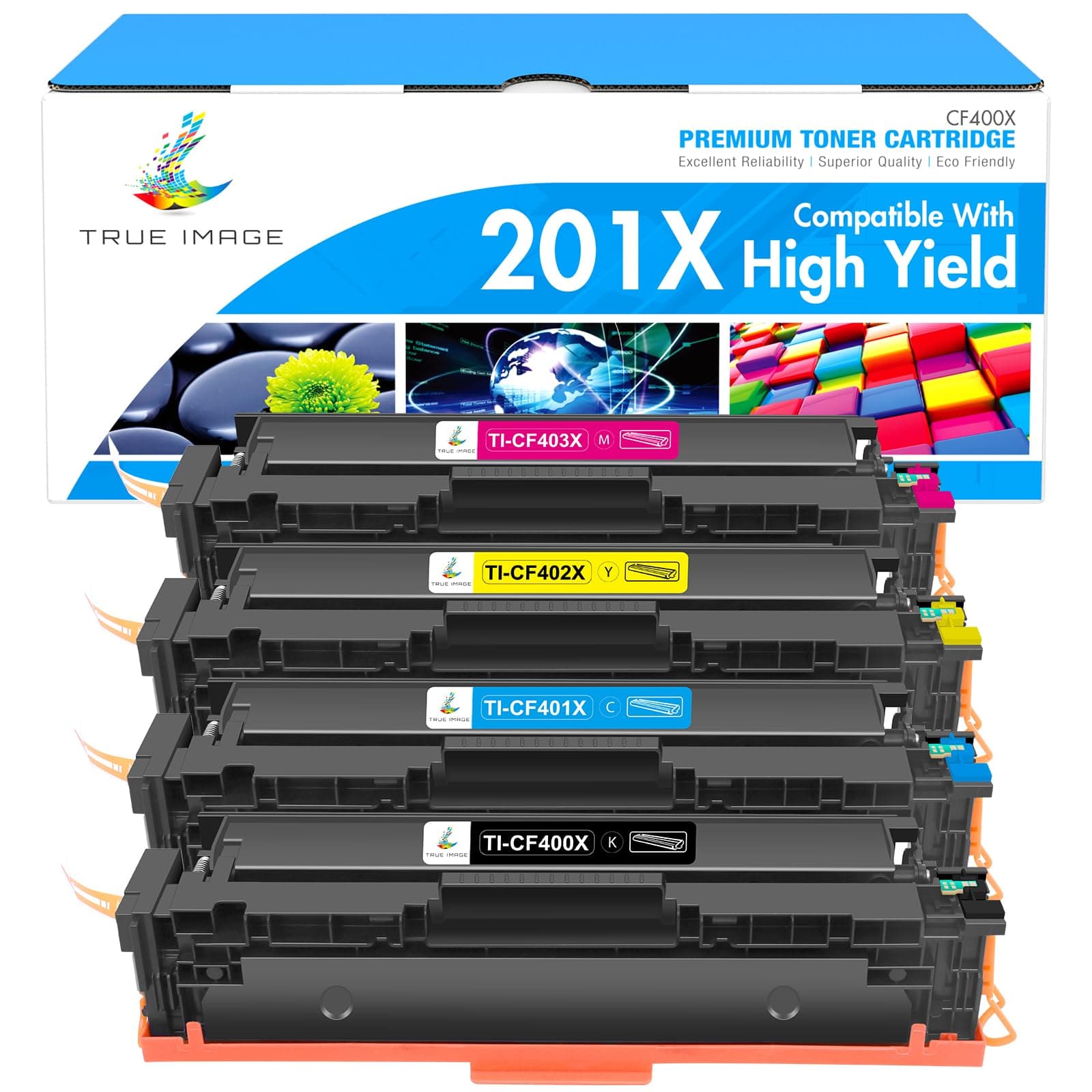 201X M277dw Toner Cartridge High Yield Compatible for HP 201X 201A M252dw CF400X Color LaserJet Pro MFP M277dw M277c6 CF401X CF402X CF403X Printer (Black Cyan Yellow Magenta, 4-Pack)
