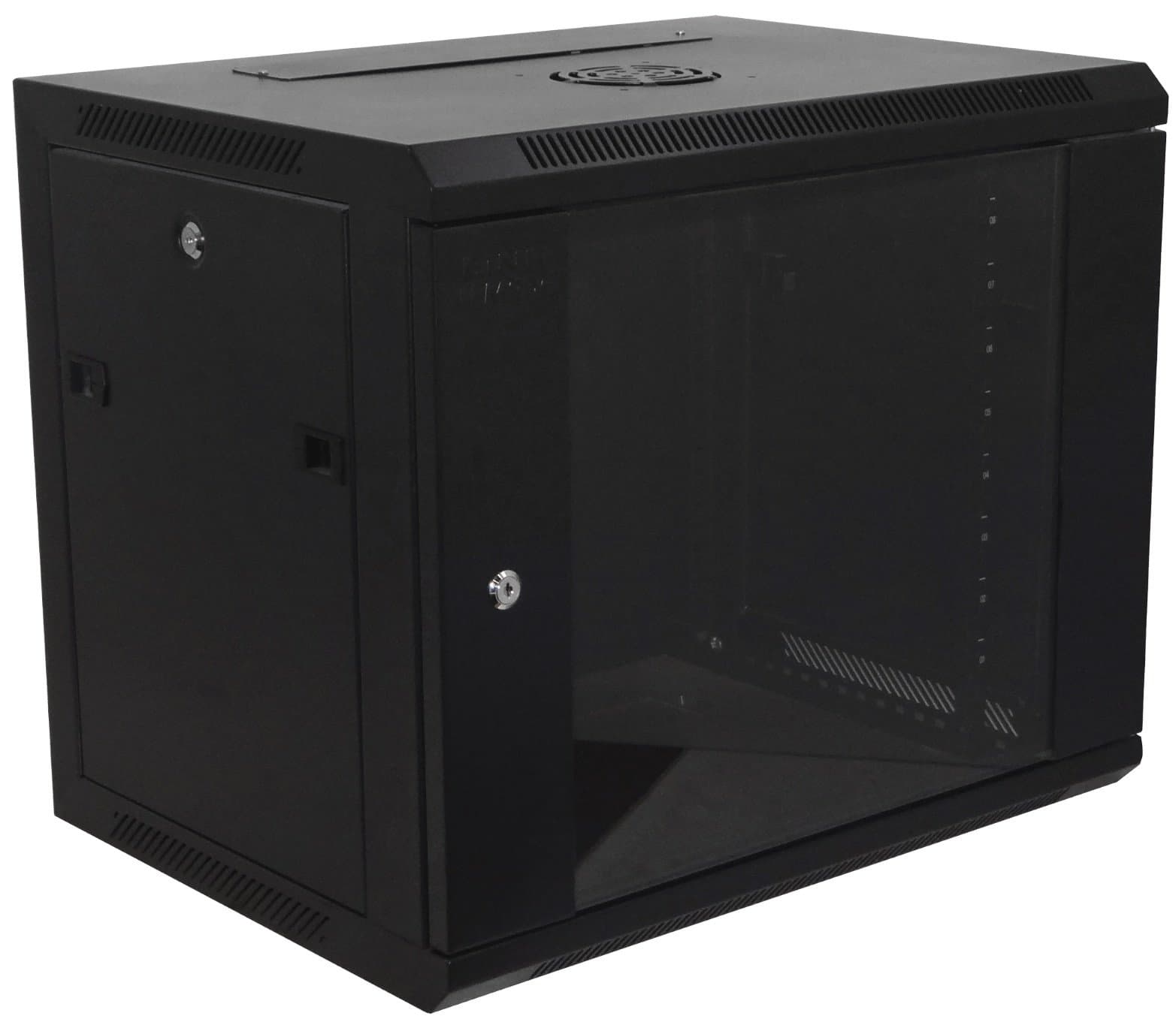 9U-High 18''-Deep 19''-Wide Wallmount Cabinet Enclosure Network Rack Locking Glass Door
