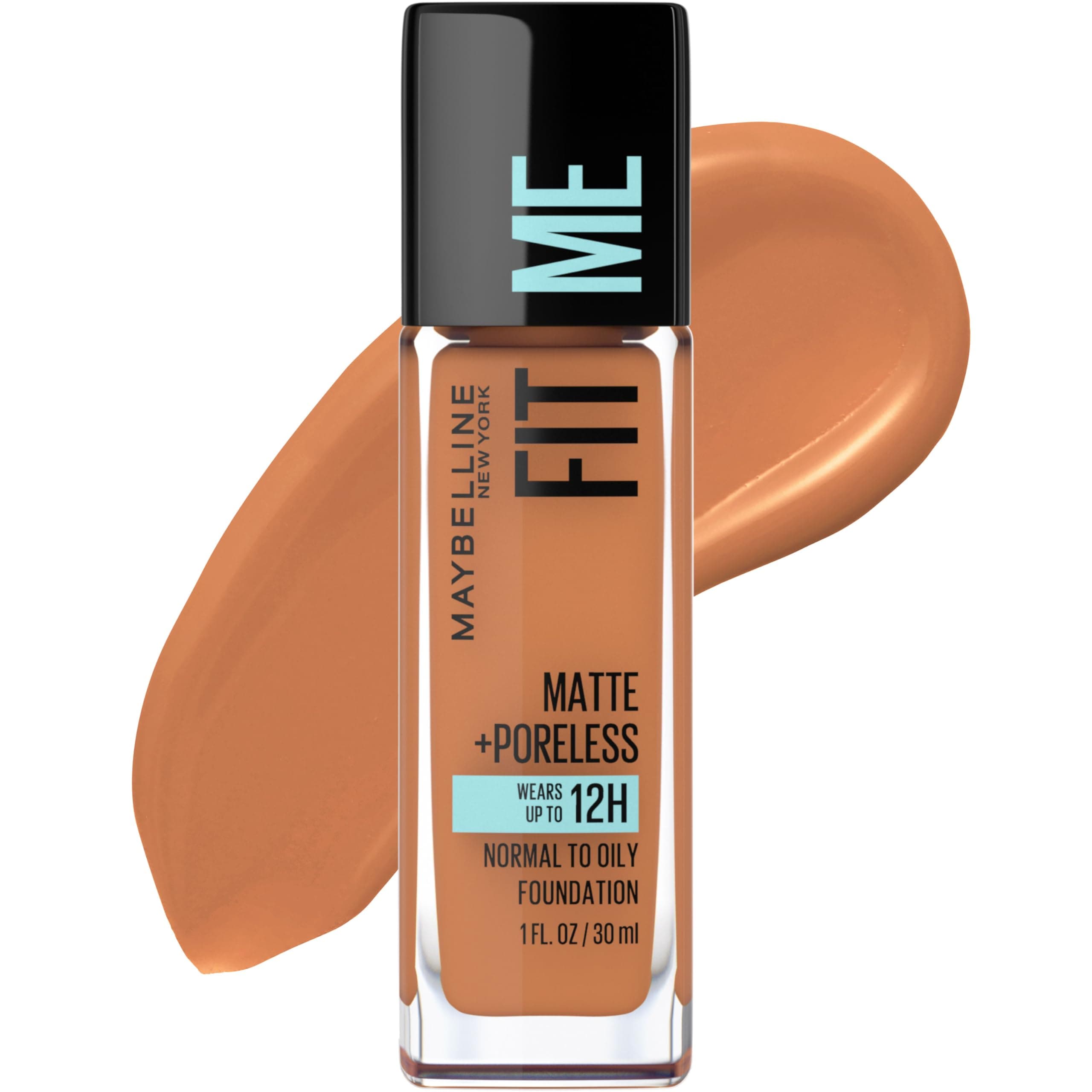 Fit Me Matte + Poreless Liquid Foundation Makeup, Spicy Brown, 1 fl; oz; Oil-Free Foundation