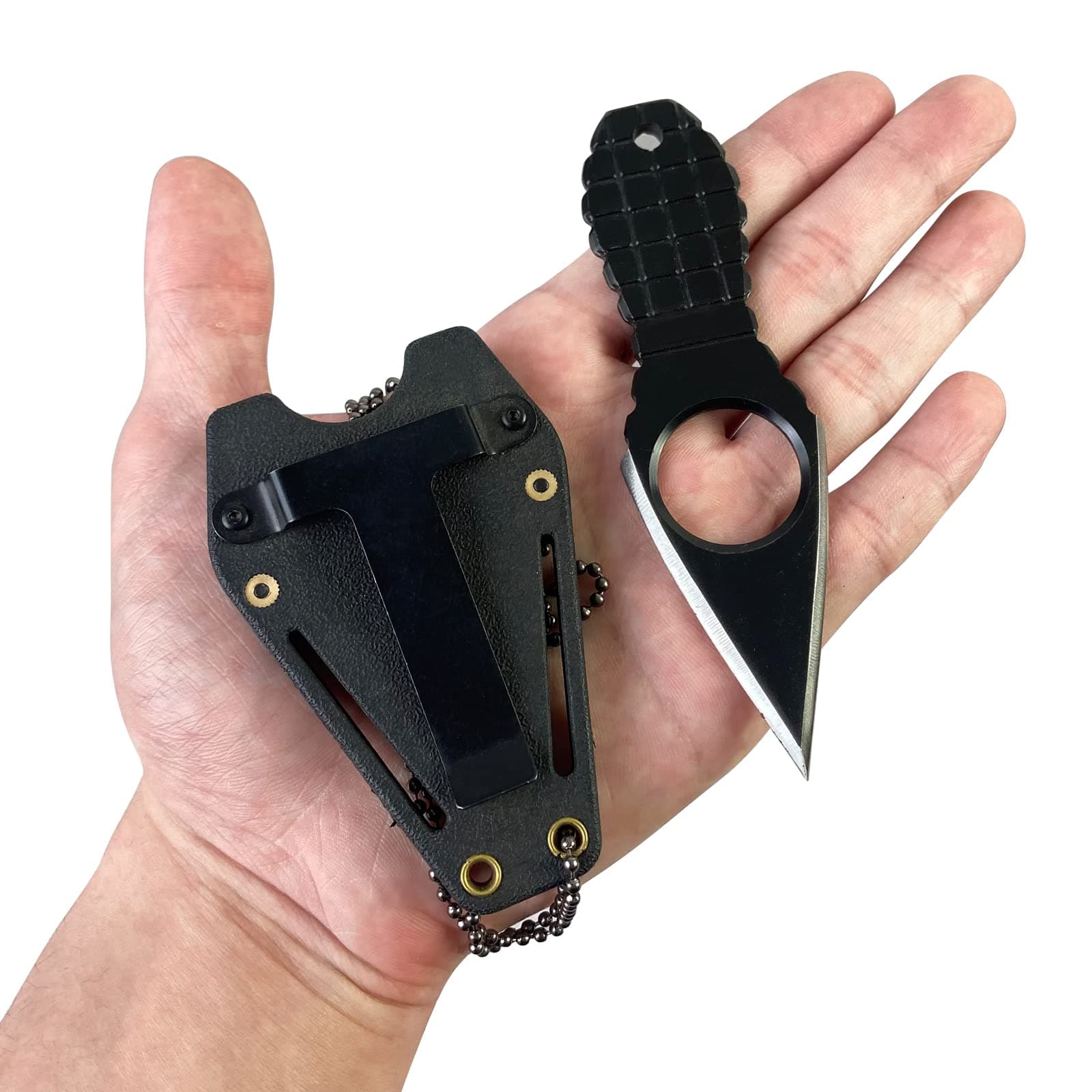 Mini EDC Pocket Neck Knife with Chain and Sheath w/Pocket Clip, Ultra Small Fixed Blade Knives Tactical Necklace Knife for Men, Utility Box Cutter Outdoor Camping Backpacking Knives