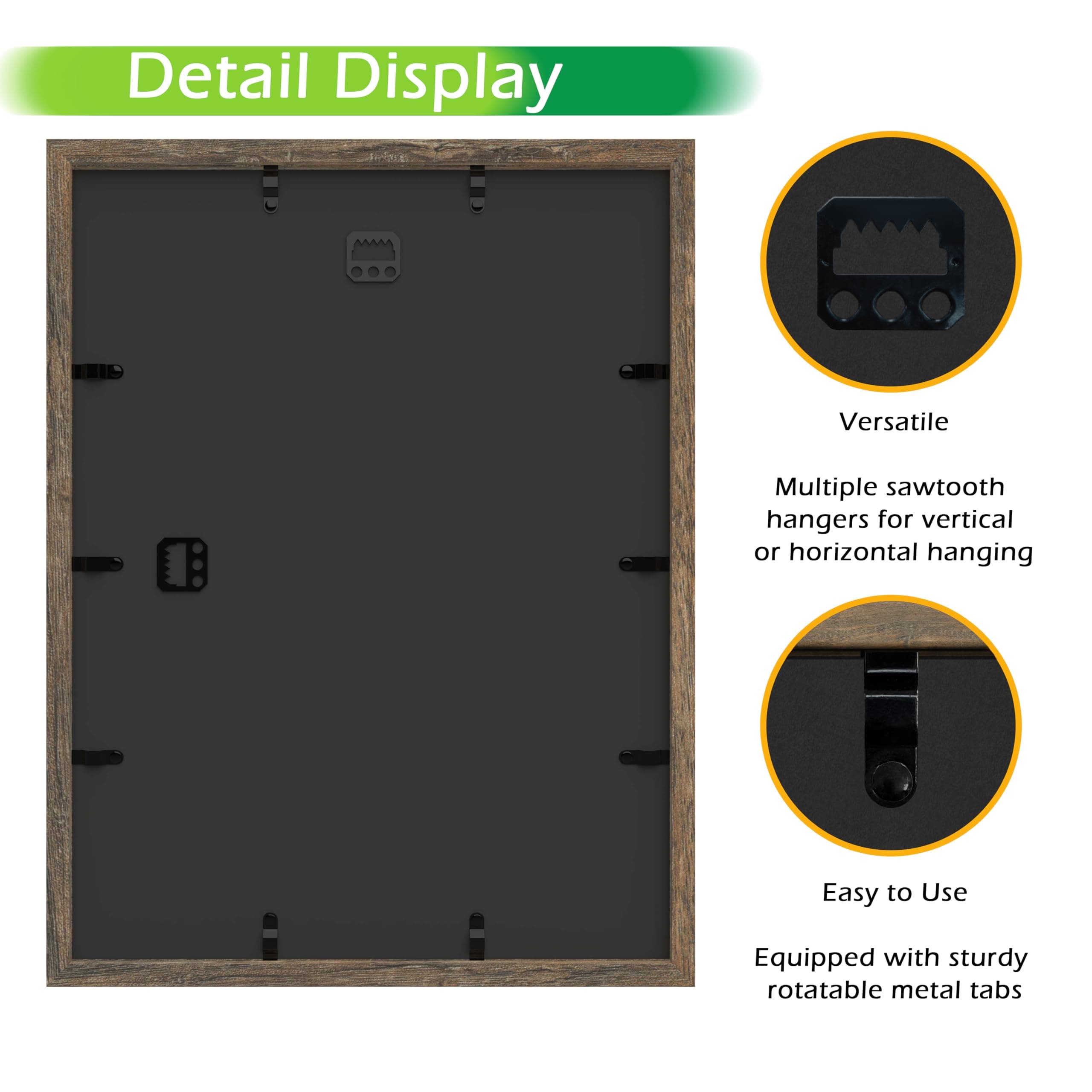 FrameWorks 12x16 Driftwood Wooden Shadow Box Frame – Soft Felt Back, Tempered Glass, and Included Elegant White Ball Push Pins