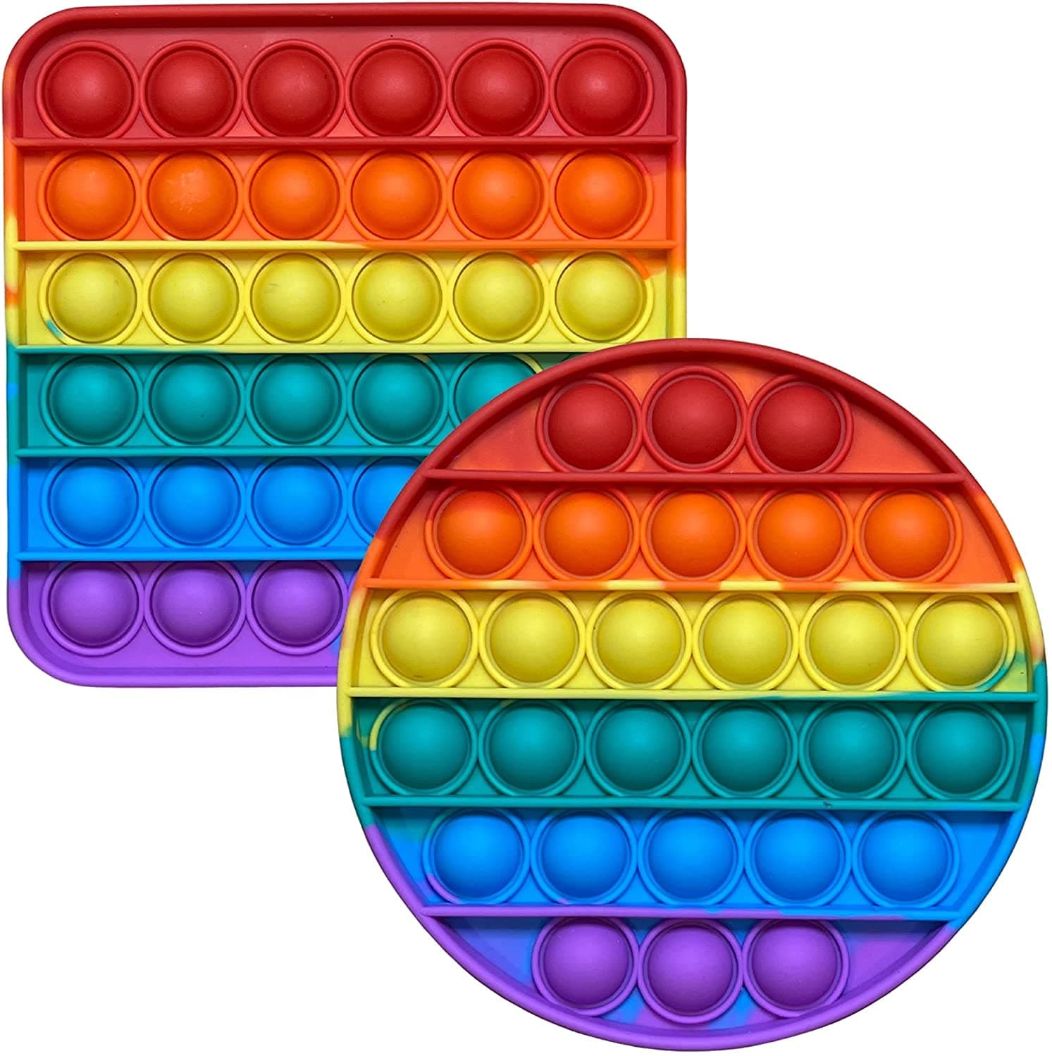 FunBlast Pop It - Popit Game, Poppet for Kids, Pop It Toys for Kids, Fidget Toy, Square & Round Fidget Toy (Pack of 2 Pcs)