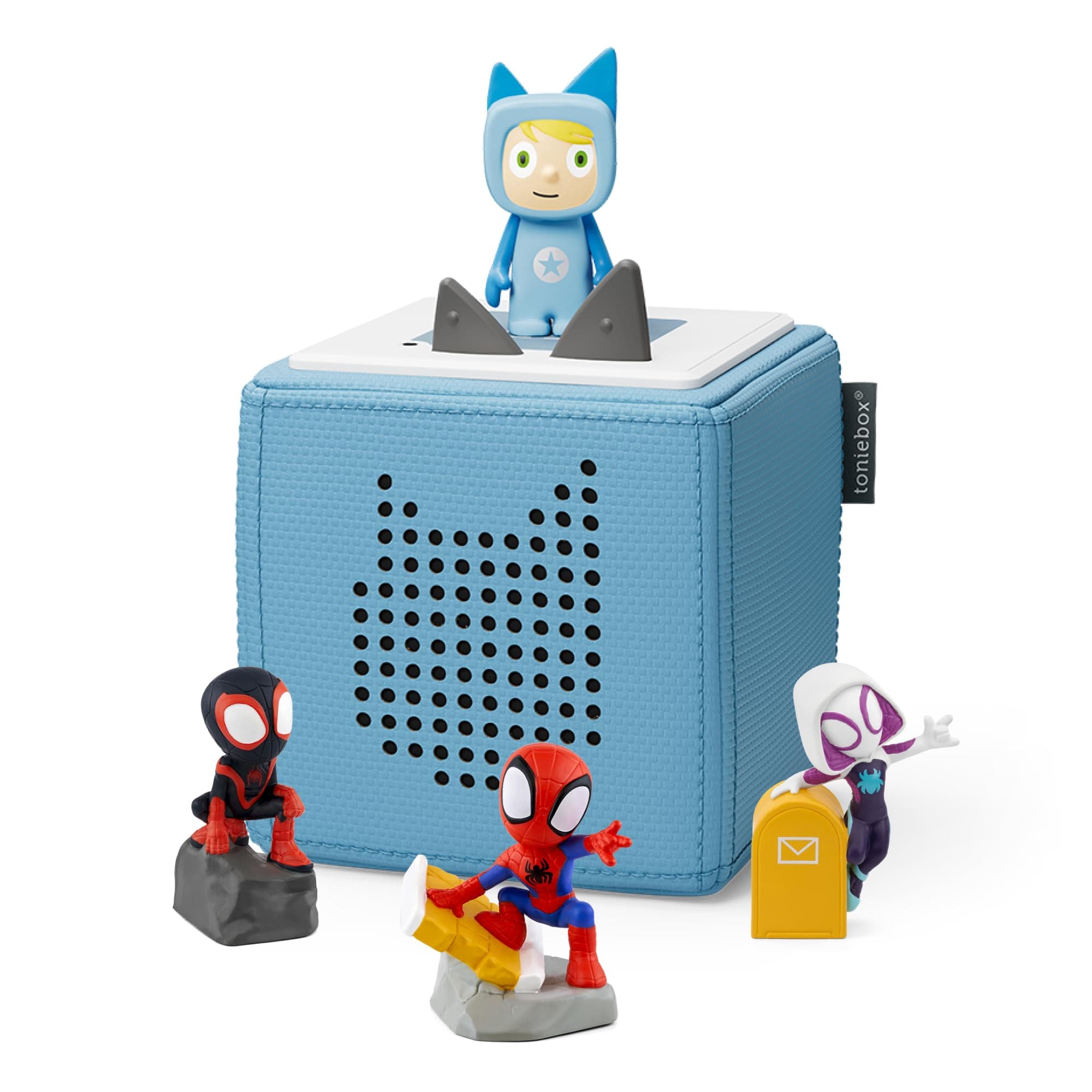 toniesToniebox Marvel Spidey & Friends Bundle including 1 Creative & 3 tonies - Spidey, Ghost Spider & Miles Morales, Blue